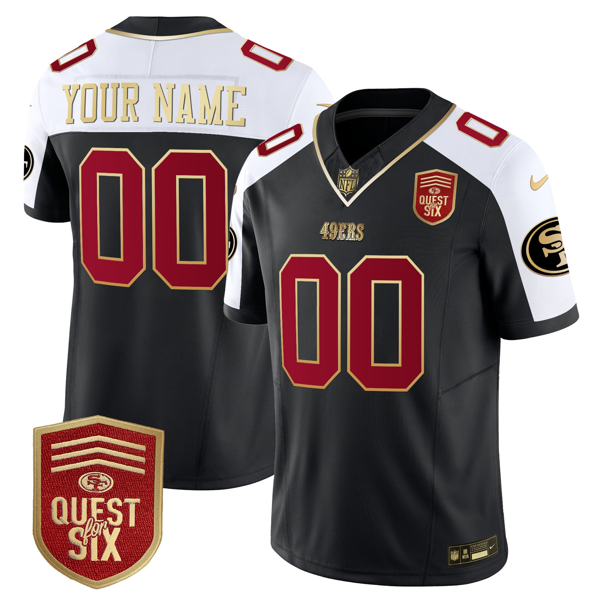 49ers Quest for Six Jersey - Nike - Black & Gold Edition