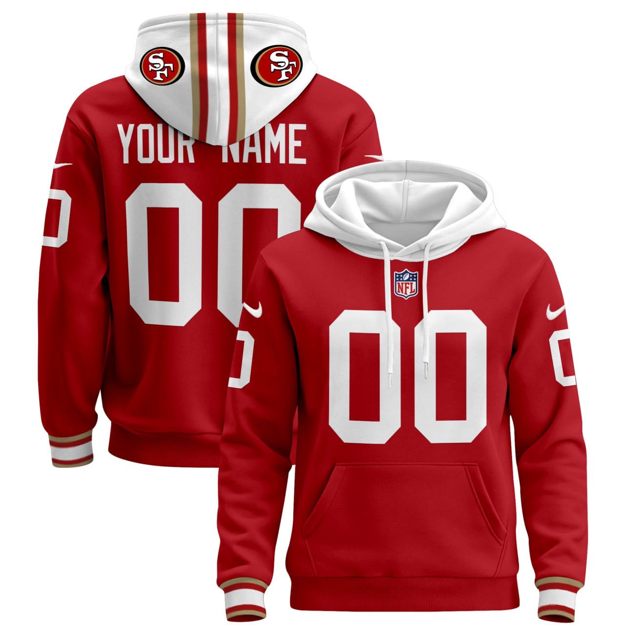 49ers Red Personalized Hoodie - Custom NFL Gear