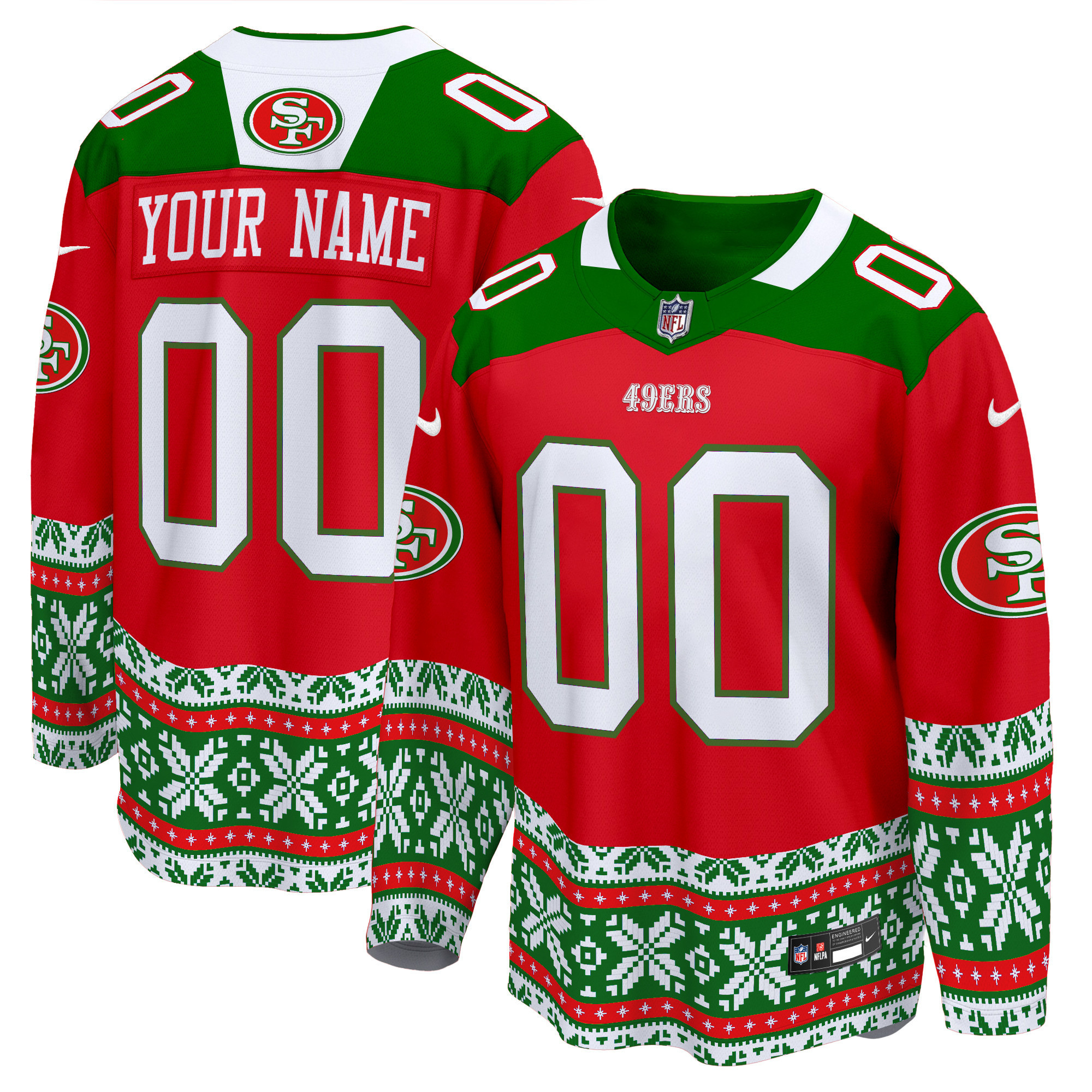 49ers Ugly Sweater Jersey - Custom Red/Green