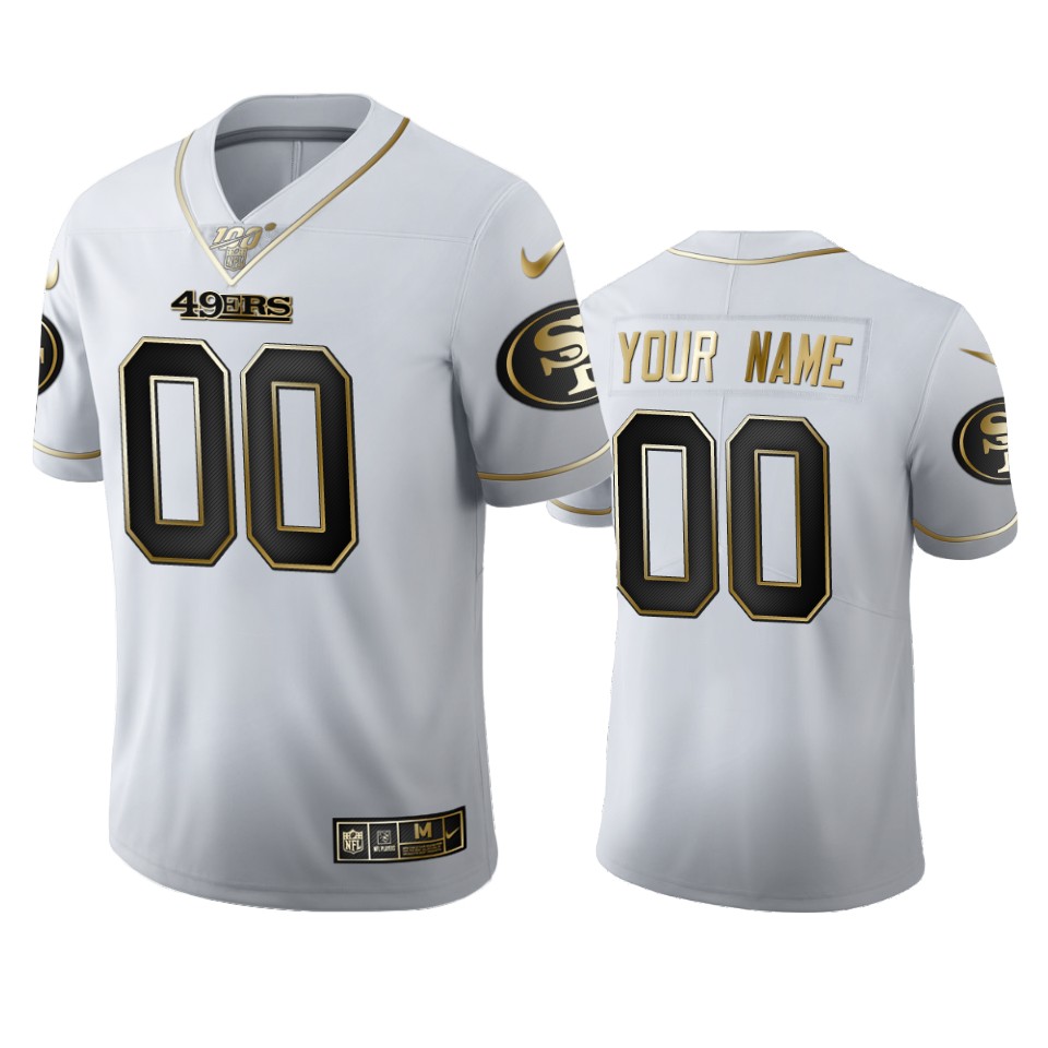 49ers White Gold Jersey - 49ers White & Gold Custom Jersey - Nike NFL