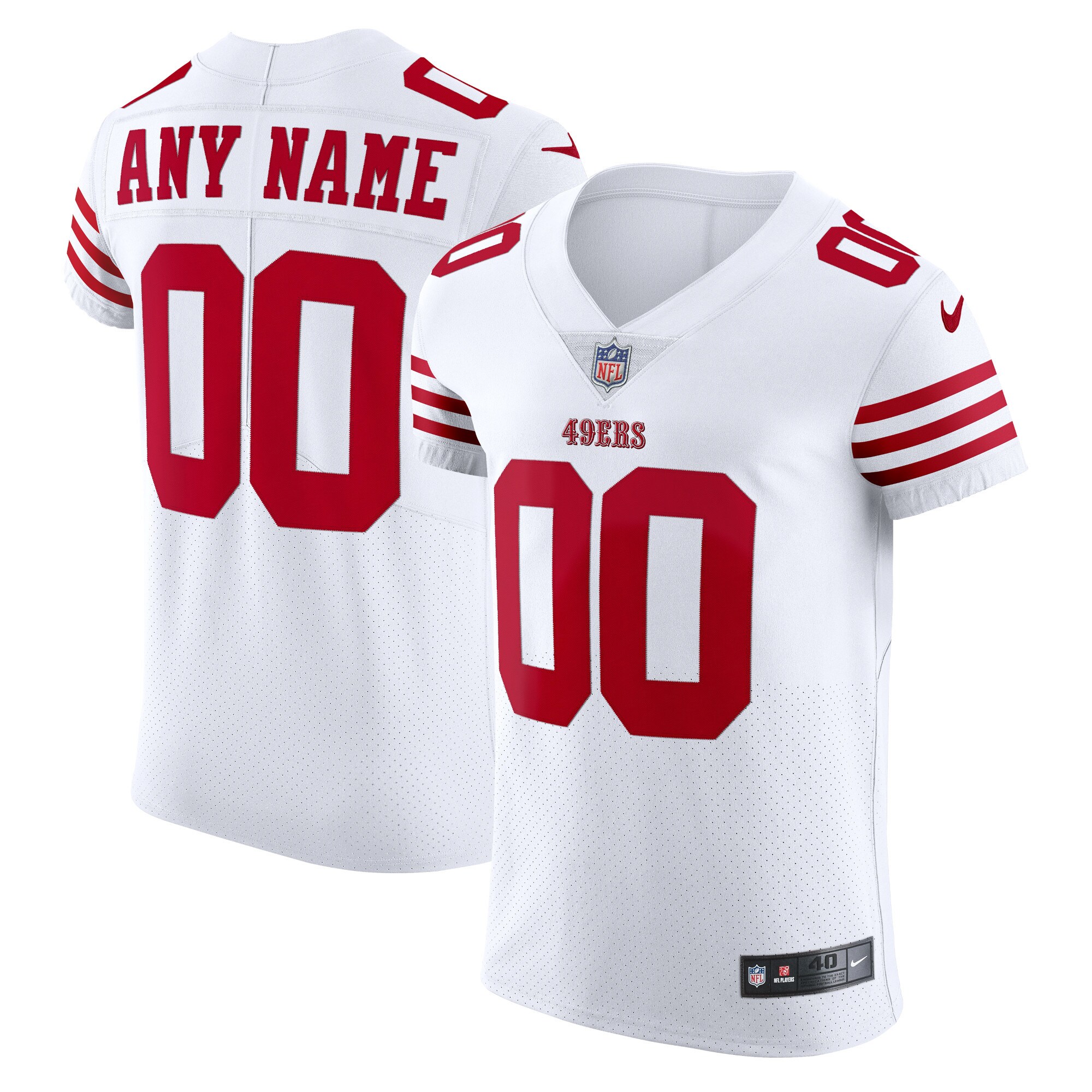 Alternative view of 49ers White Scarlet Custom Jersey - Nike 49ers White & Scarlet Custom