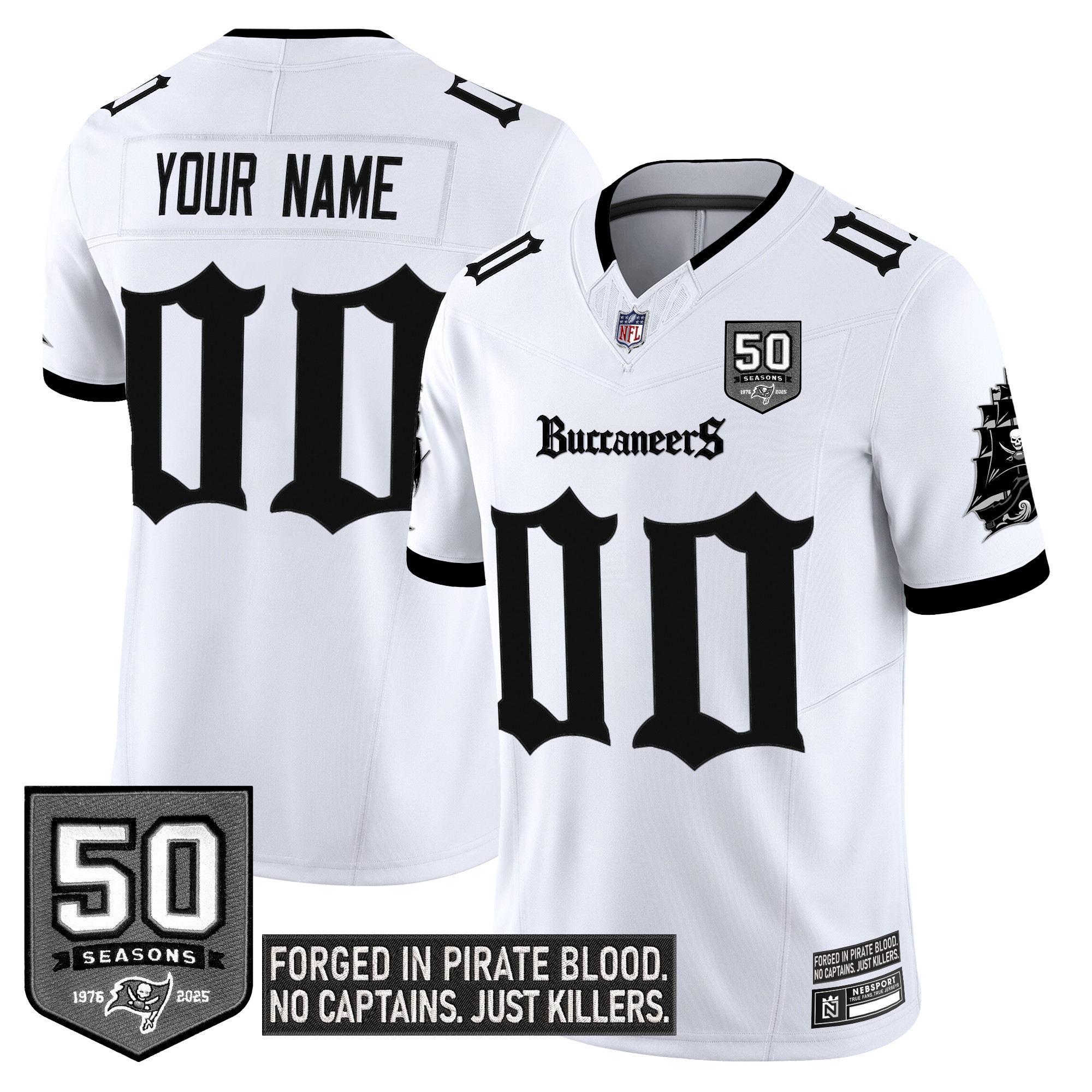 Alternative view of 50th Buccaneers Black Custom Jersey - Buccaneers Black 50th Season