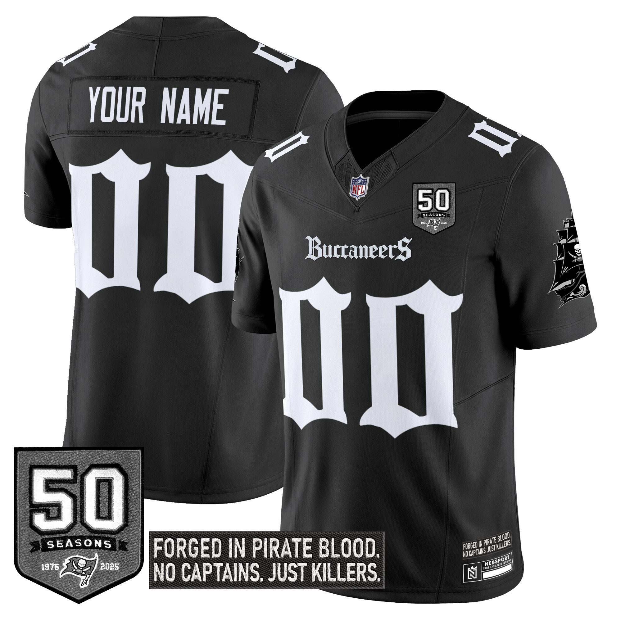 50th Buccaneers Black Custom Jersey - Buccaneers Black 50th Season
