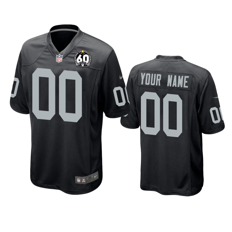60th Raiders Black Custom Jersey - Raiders Black 60th Anniversary Nike