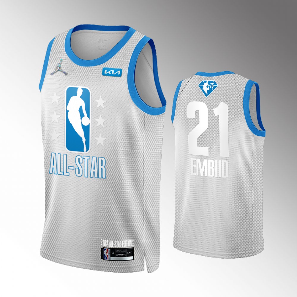 76ers #21 Joel Embiid Gray 2022 NBA All-Star Men's Jersey