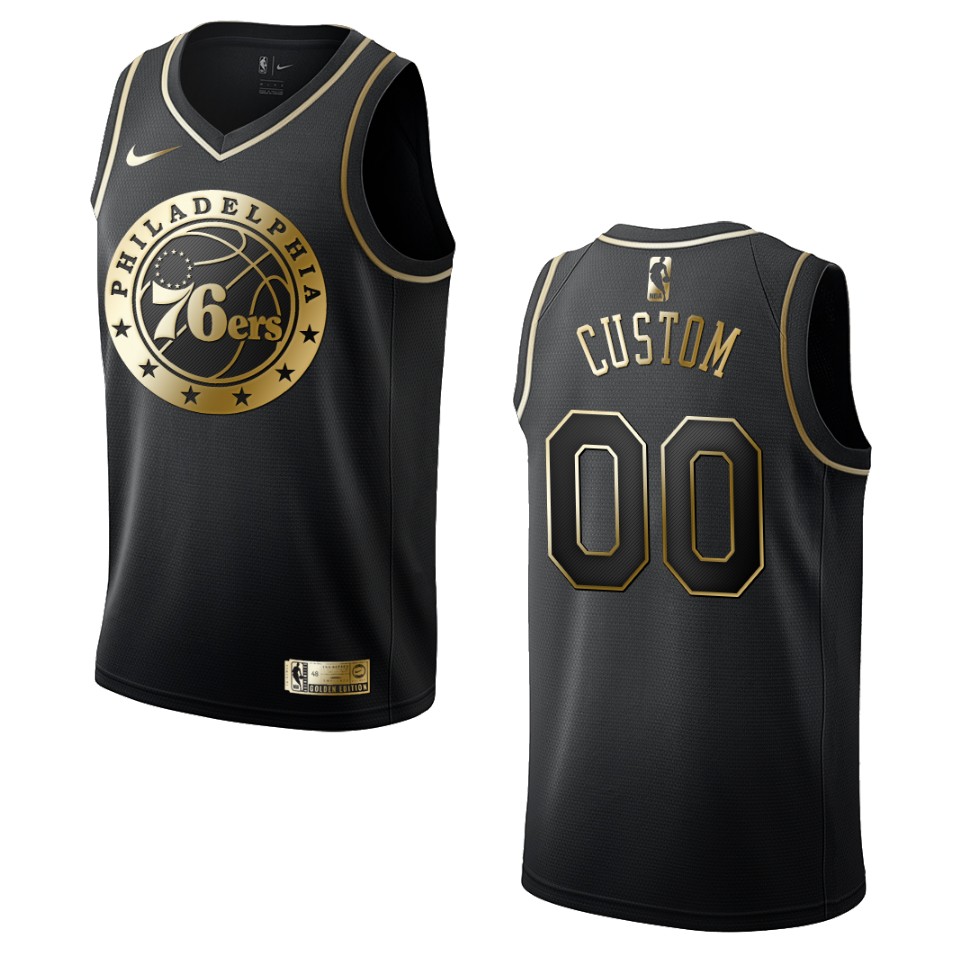 76ers Golden Edition Jersey - 76ers Nike Black Golden Edition Custom