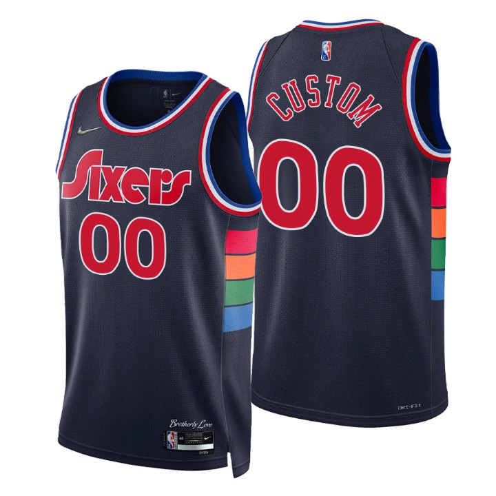 76ers Navy Custom Jersey - Nike - Brothers Love Edition