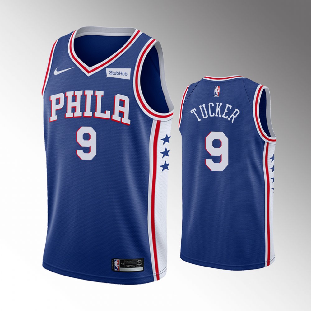 76ers Rayjon Tucker Icon Edition Royal Jersey