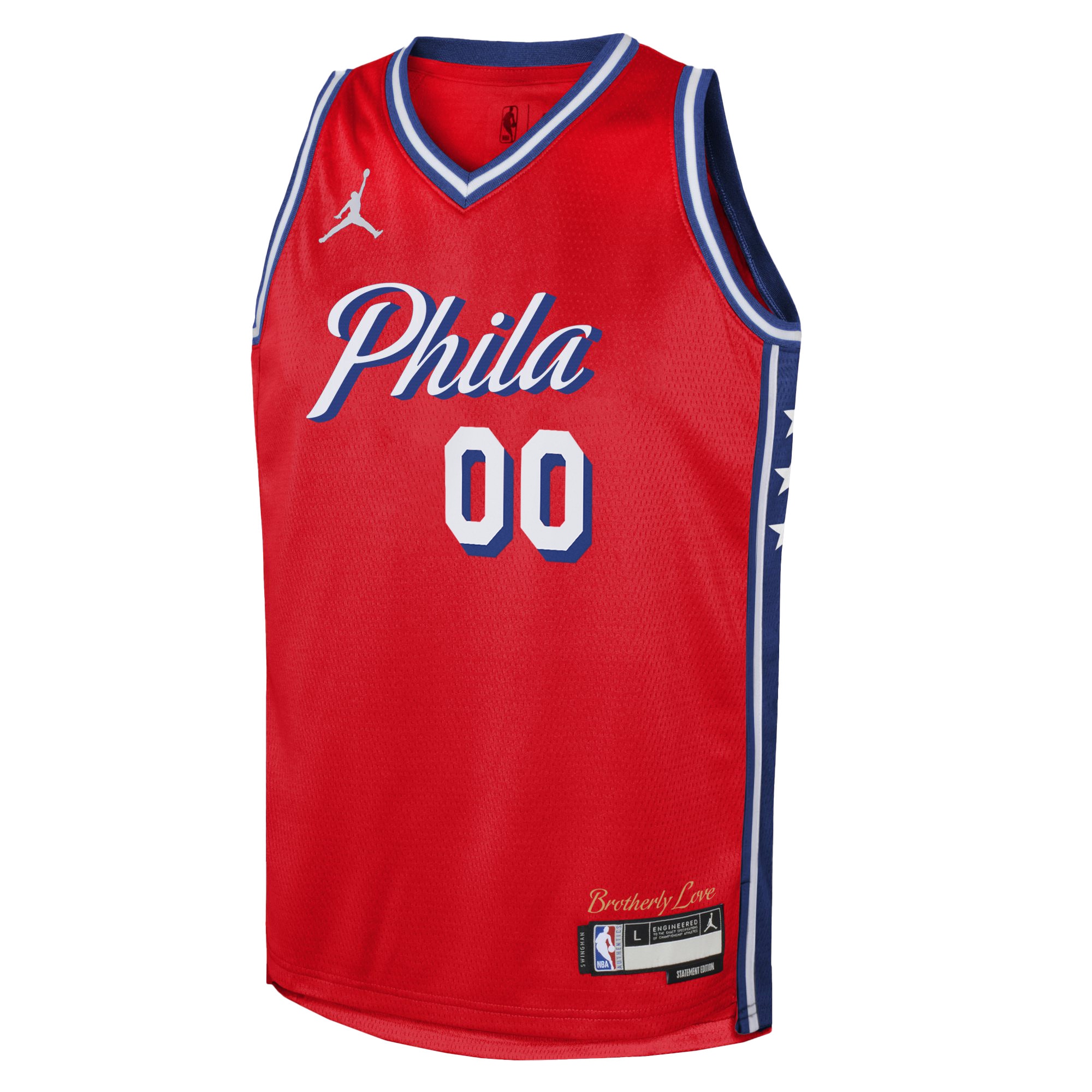 Alternative view of 76ers Red Custom Jersey - Jordan - Statement Edition