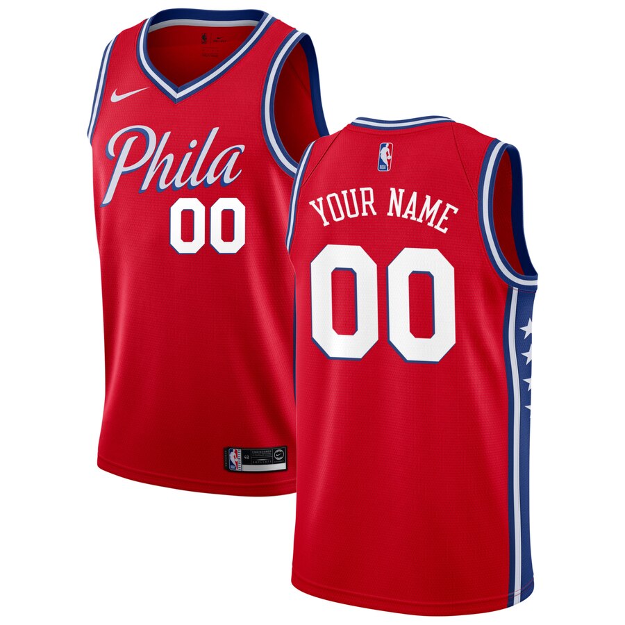 76ers Red Custom Jersey nike - Nike 76ers Red Custom Jersey - Earned