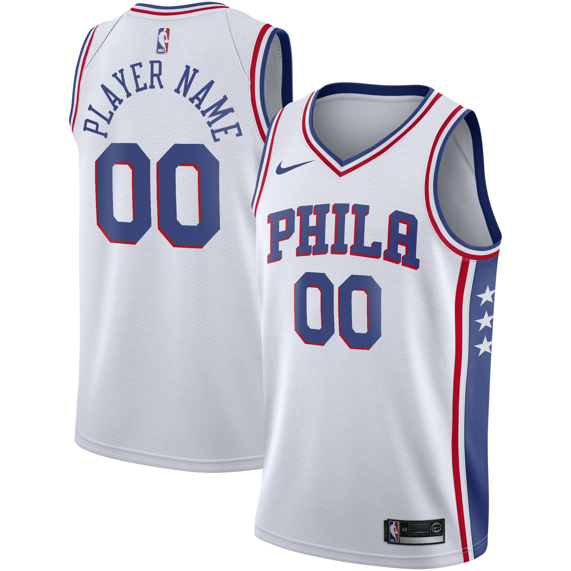 Alternative view of 76ers White Custom Jersey Nike - Nike 76ers White Jersey - Custom