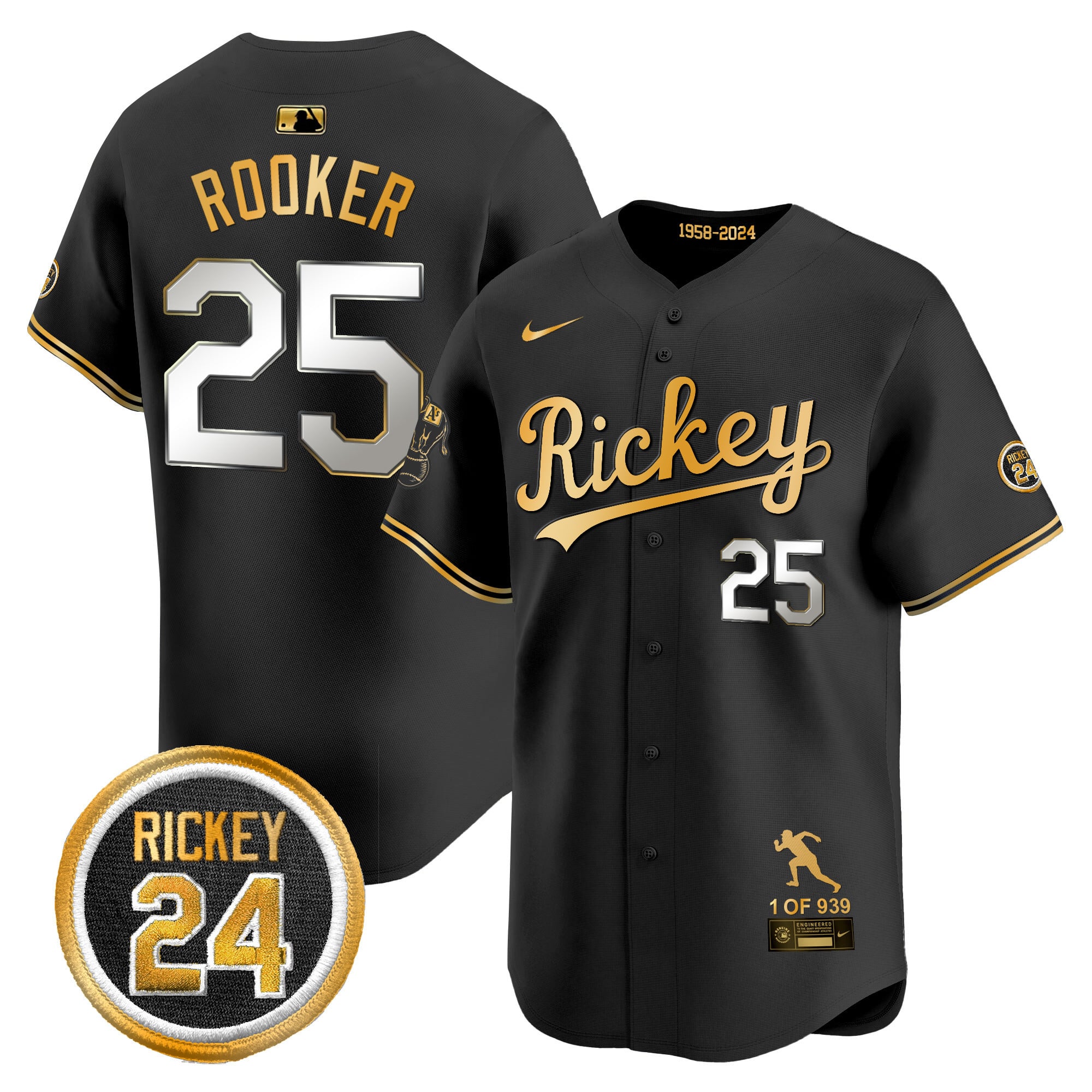 A’s Rickey Henderson Black Jersey - Limited Edition Nike