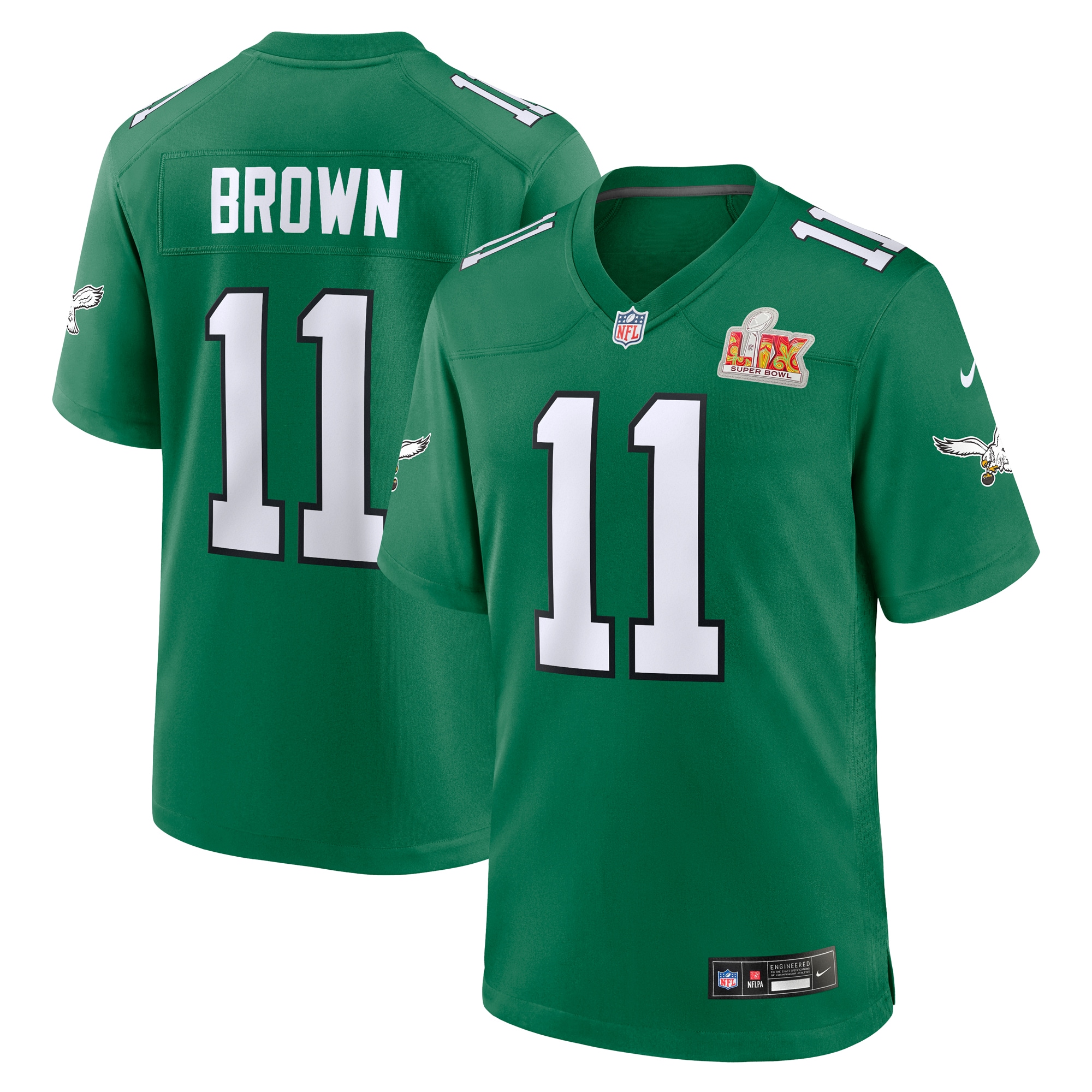 A.J. Brown Philadelphia Eagles Nike Super Bowl LIX 2nd Alternate Game Jersey - Kelly Green