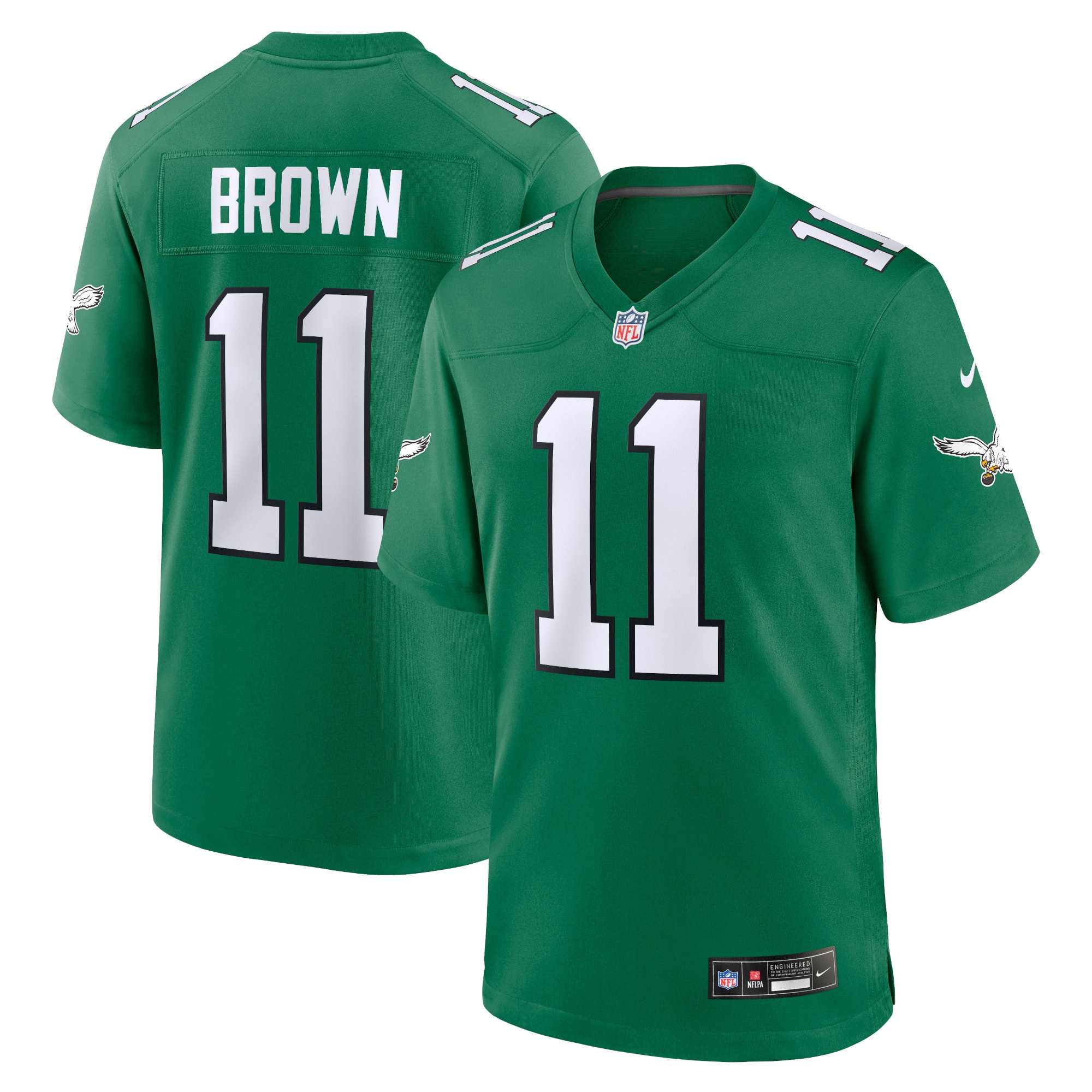A.J. Brown Philadelphia Eagles Youth Game Jersey - Kelly Green