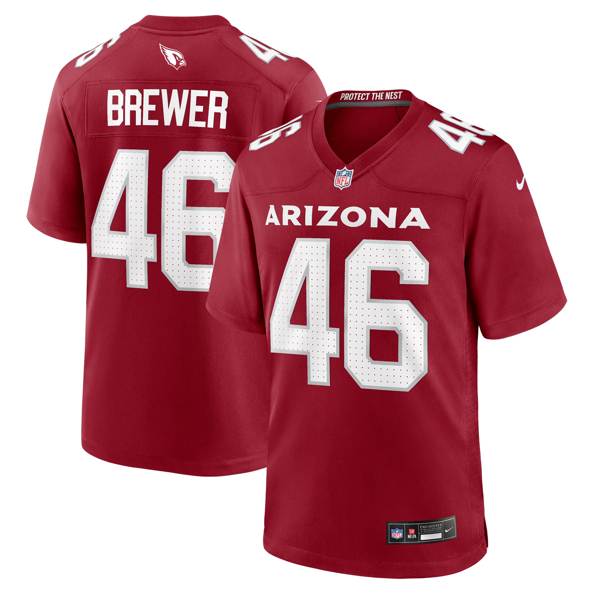 Aaron Brewer Arizona Cardinals Team Game Jersey - Cardinal