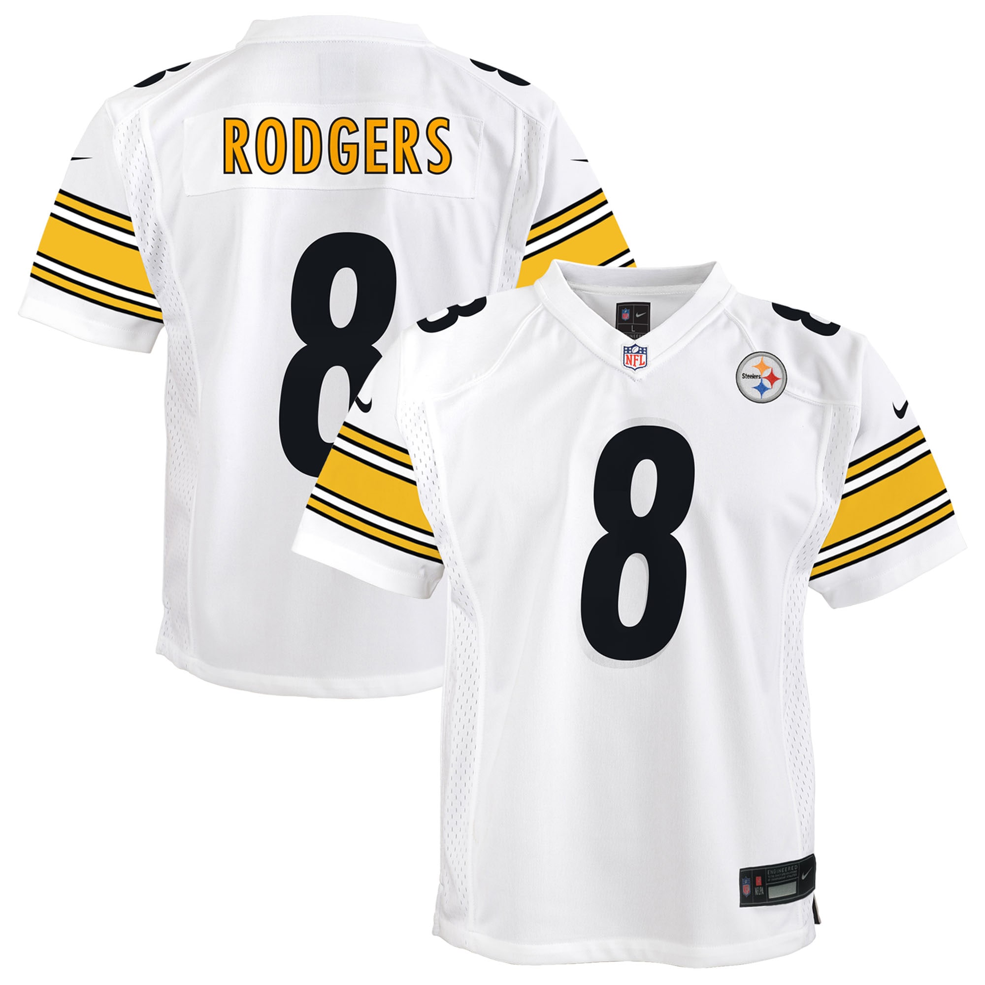 Aaron Rodgers Pittsburgh Steelers Youth Game Jersey – White