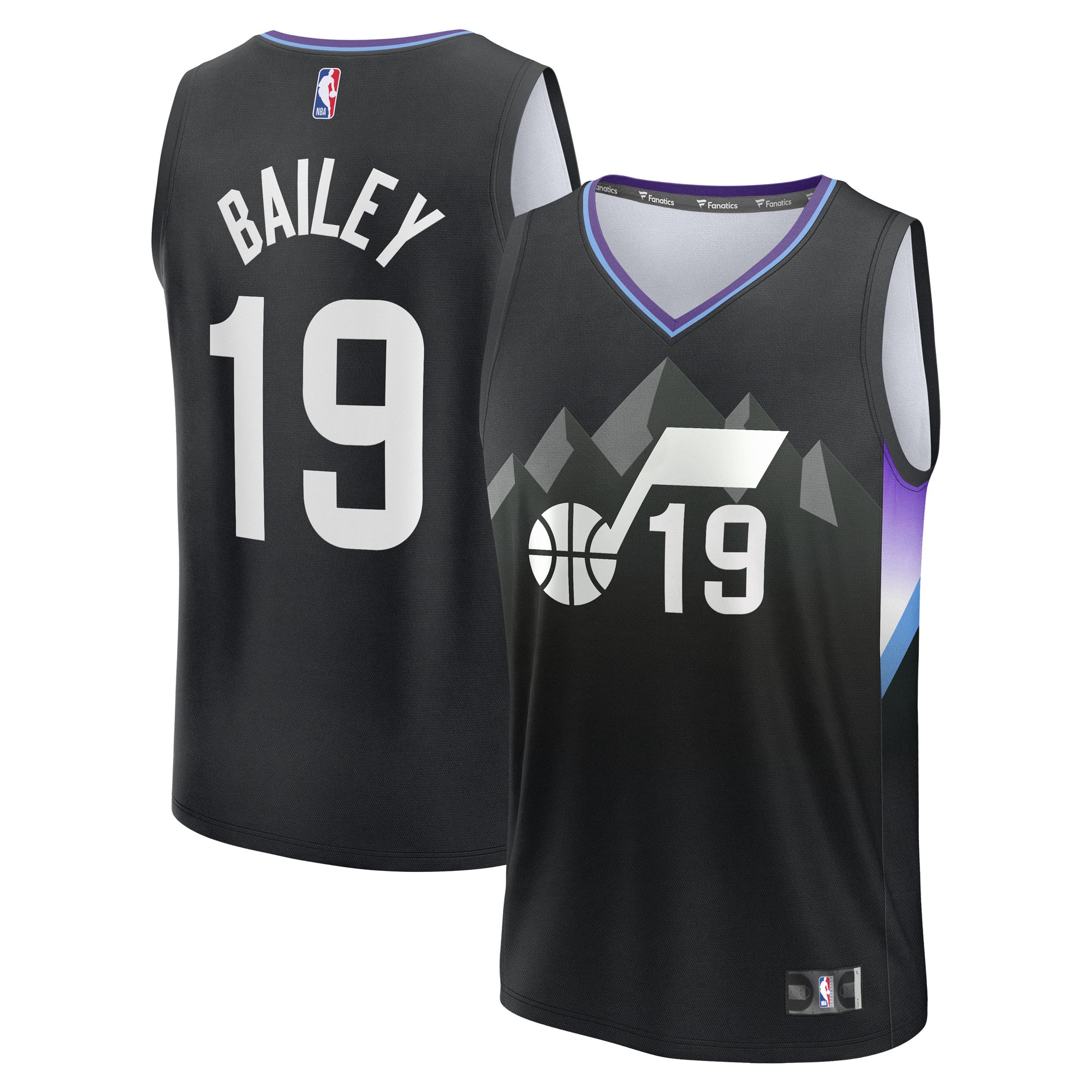 Ace Bailey Utah Jazz Fanatics Youth 2025 Draft First Round Pick Fast Break Jersey - Statement Edition - Black