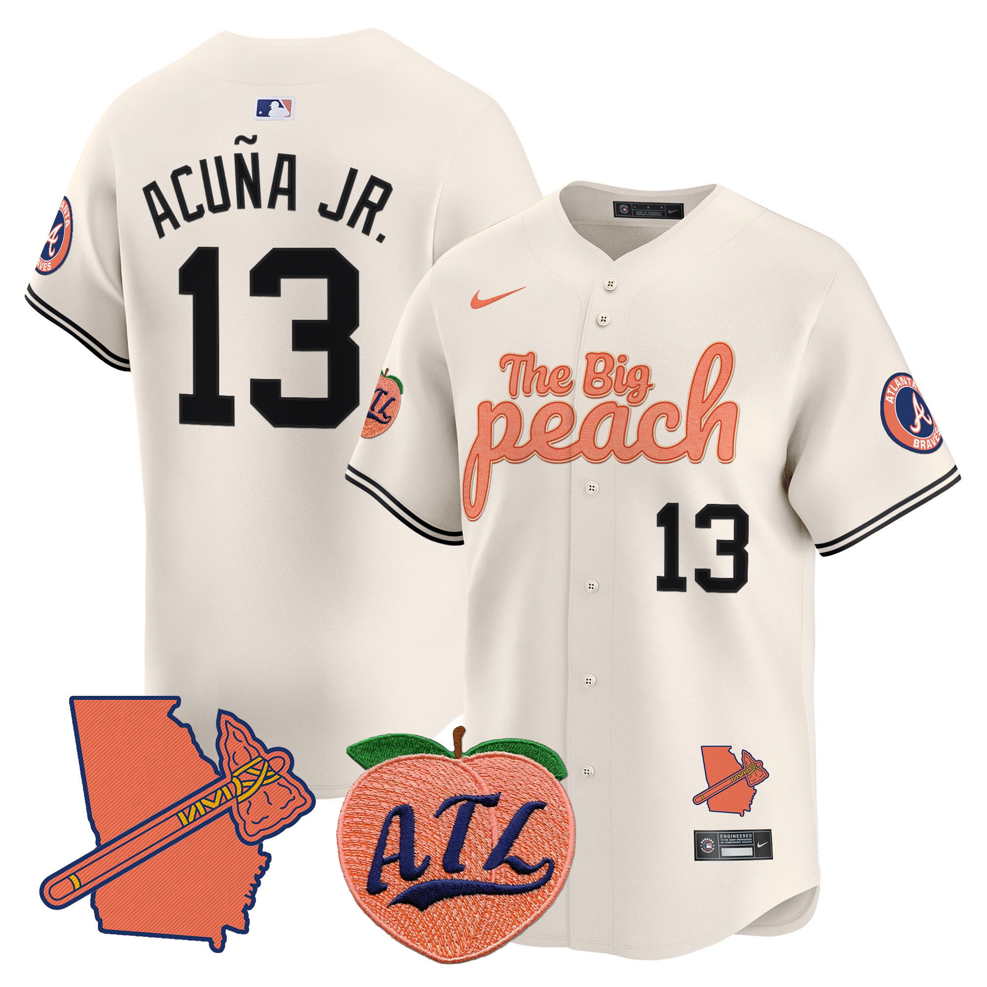 Alternative view of Acuña Jr Braves Peach Jersey - Nike Acuña Jr. Braves Peach Jersey
