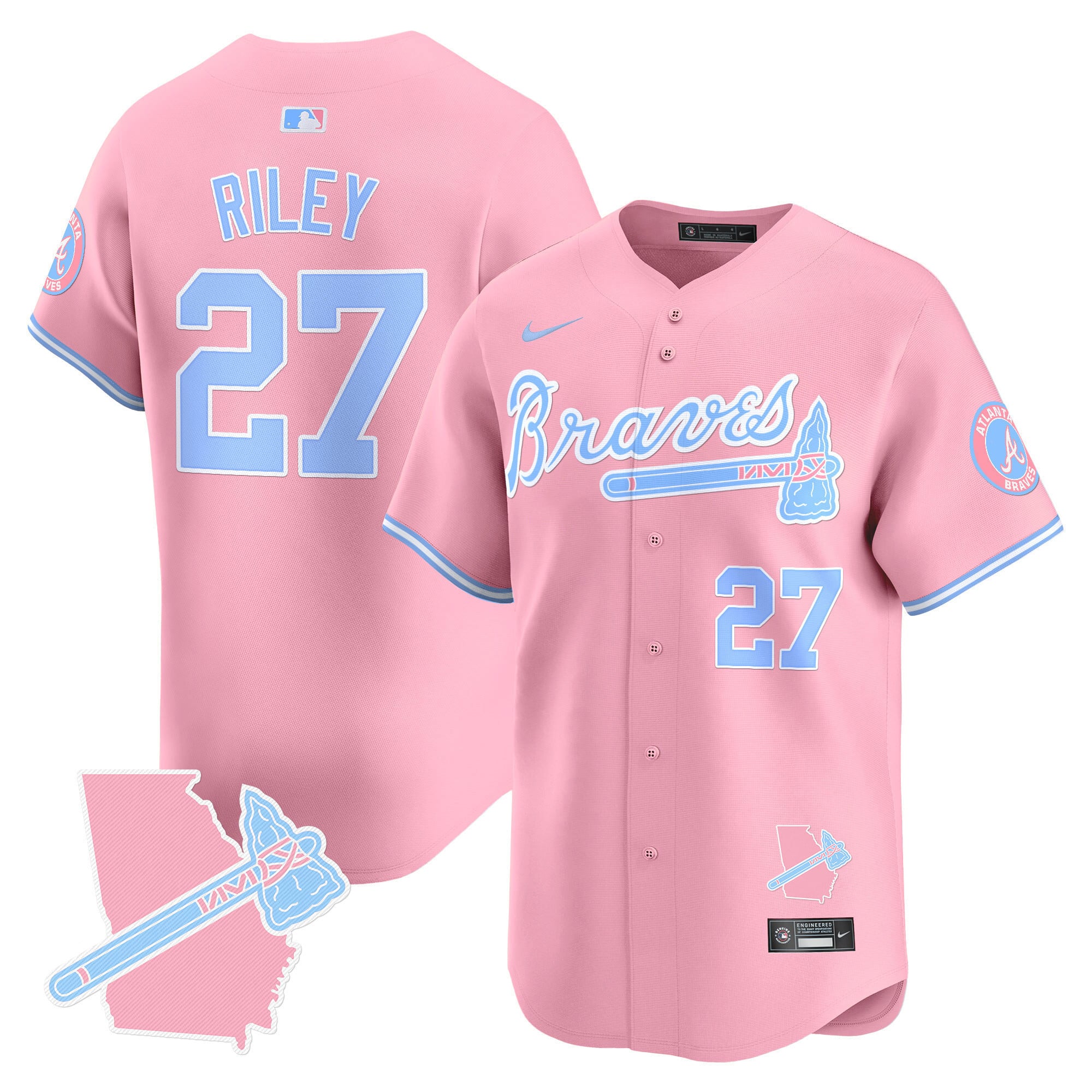 Alternative view of Acuña Jr. Braves Pink Jersey - Nike Acuña Jr. #13 Braves Pink Jersey