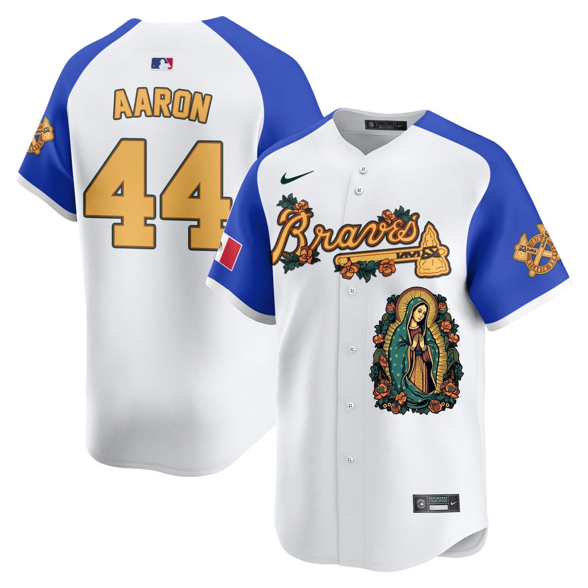 Alternative view of Acuna Jr. Braves Mexico Jersey - Nike - White & Blue
