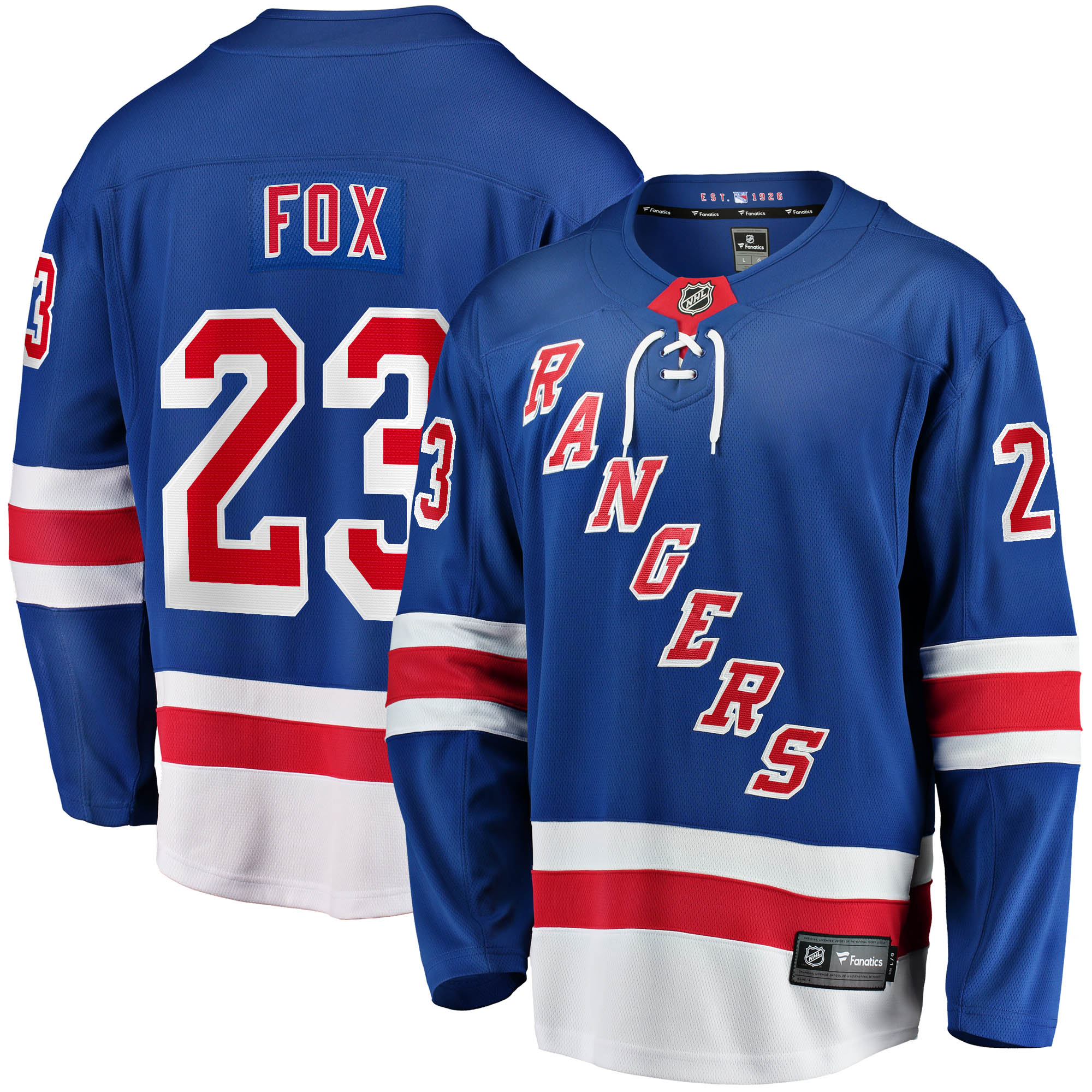 Adam Fox New York Rangers Fanatics Home Breakaway Jersey - Blue