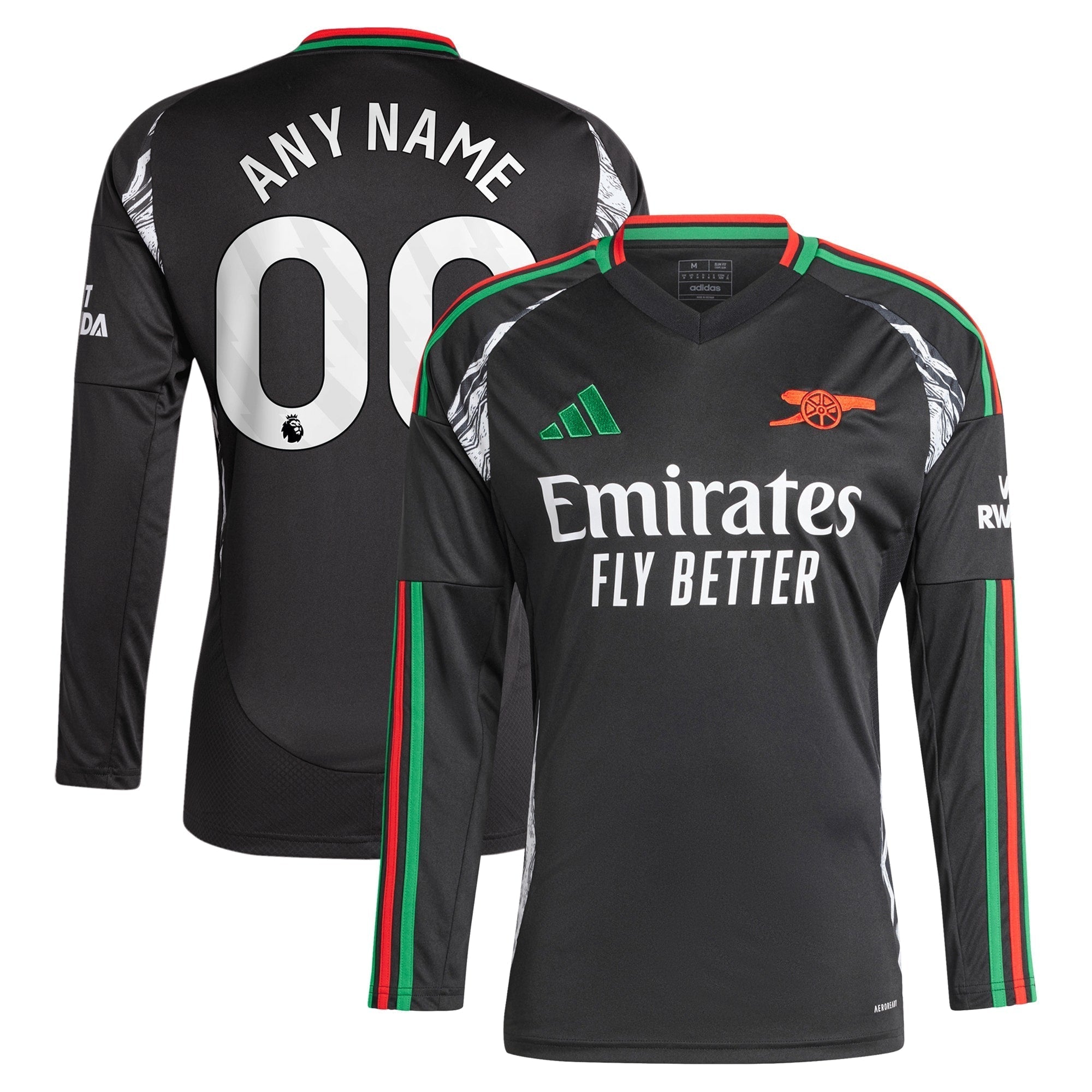 Adidas Arsenal Black Long Sleeve Jersey - 2023/24 Custom