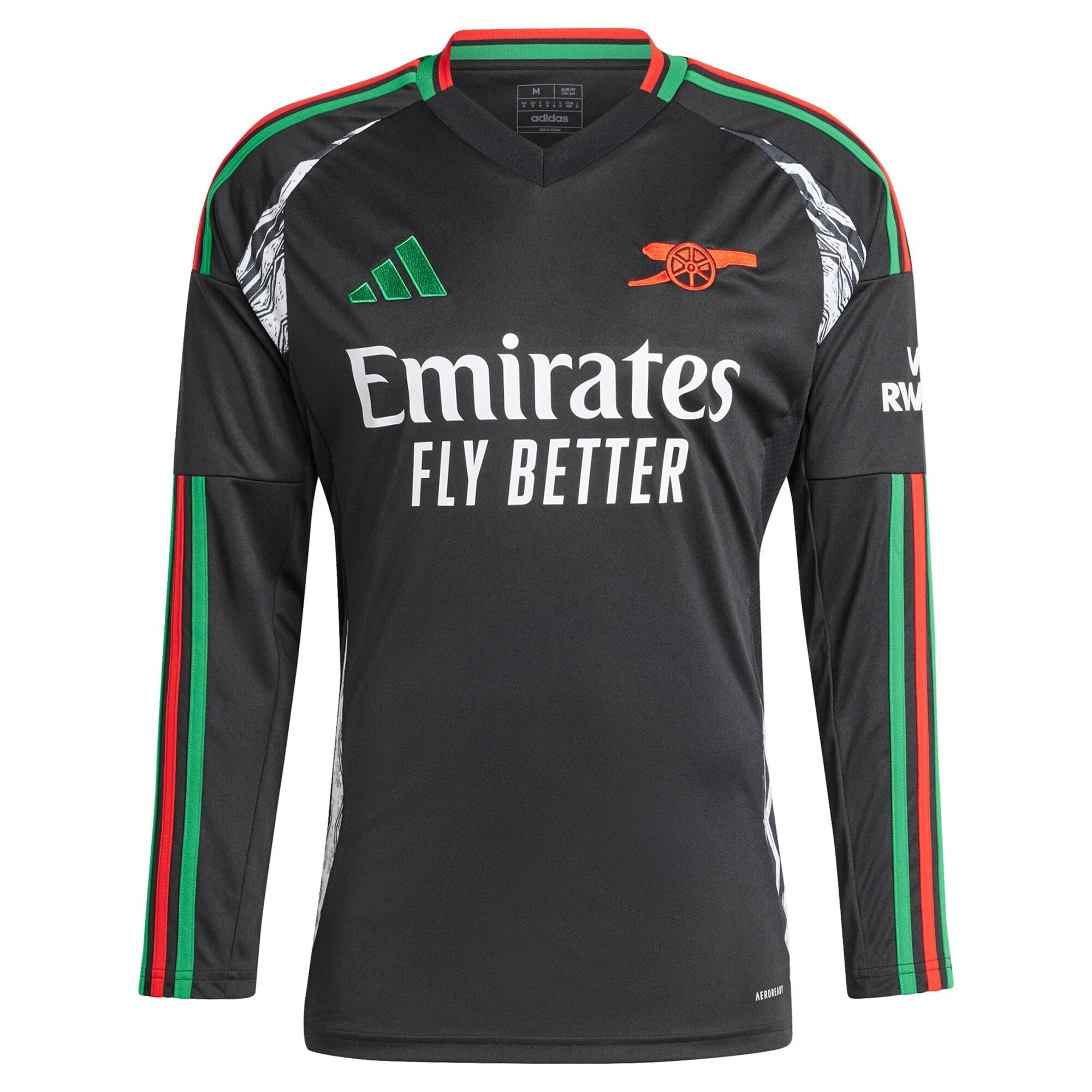 Alternative view of Adidas Arsenal Black Long Sleeve Jersey - 2023/24 Custom