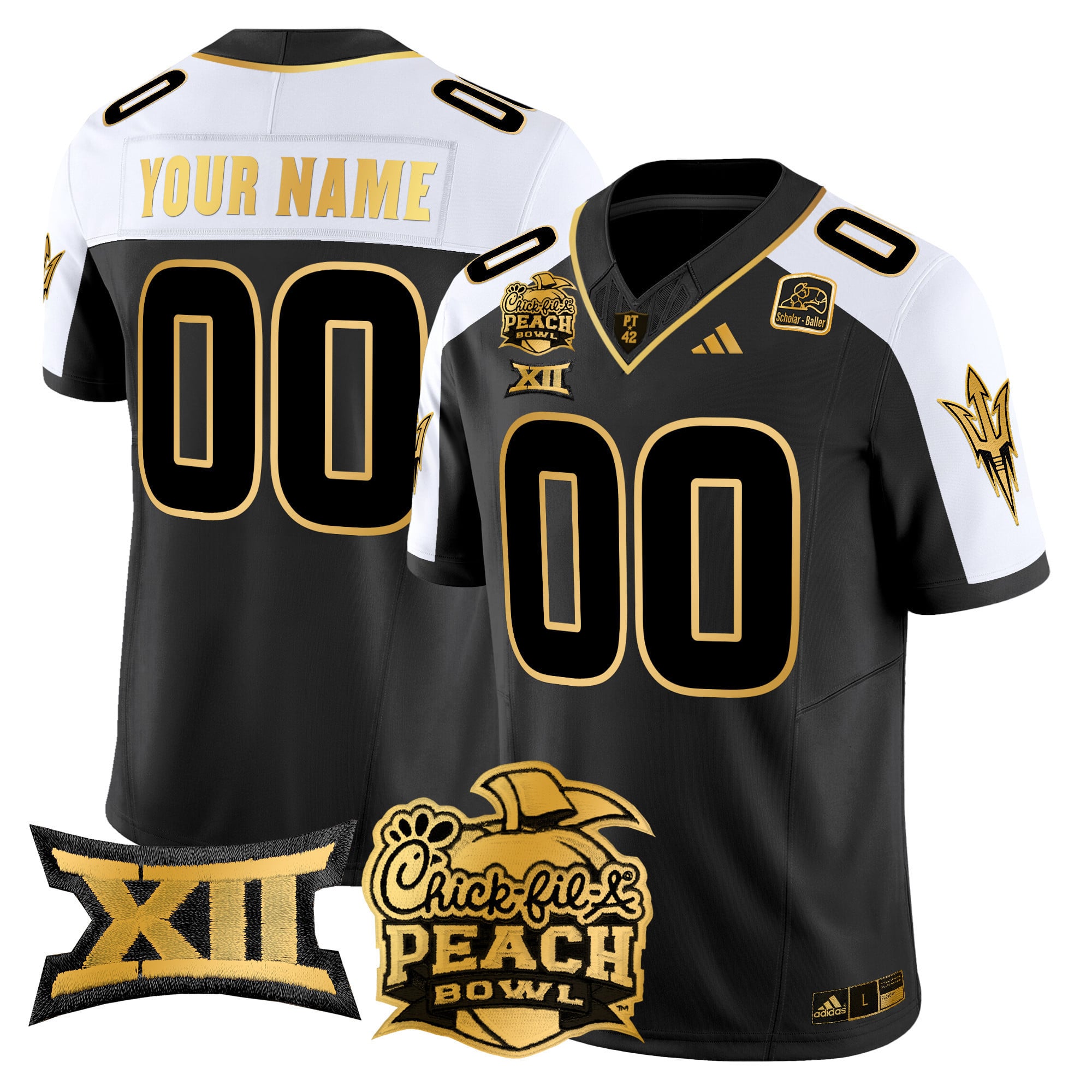 Adidas ASU Peach Bowl Jersey - Black & Gold Custom