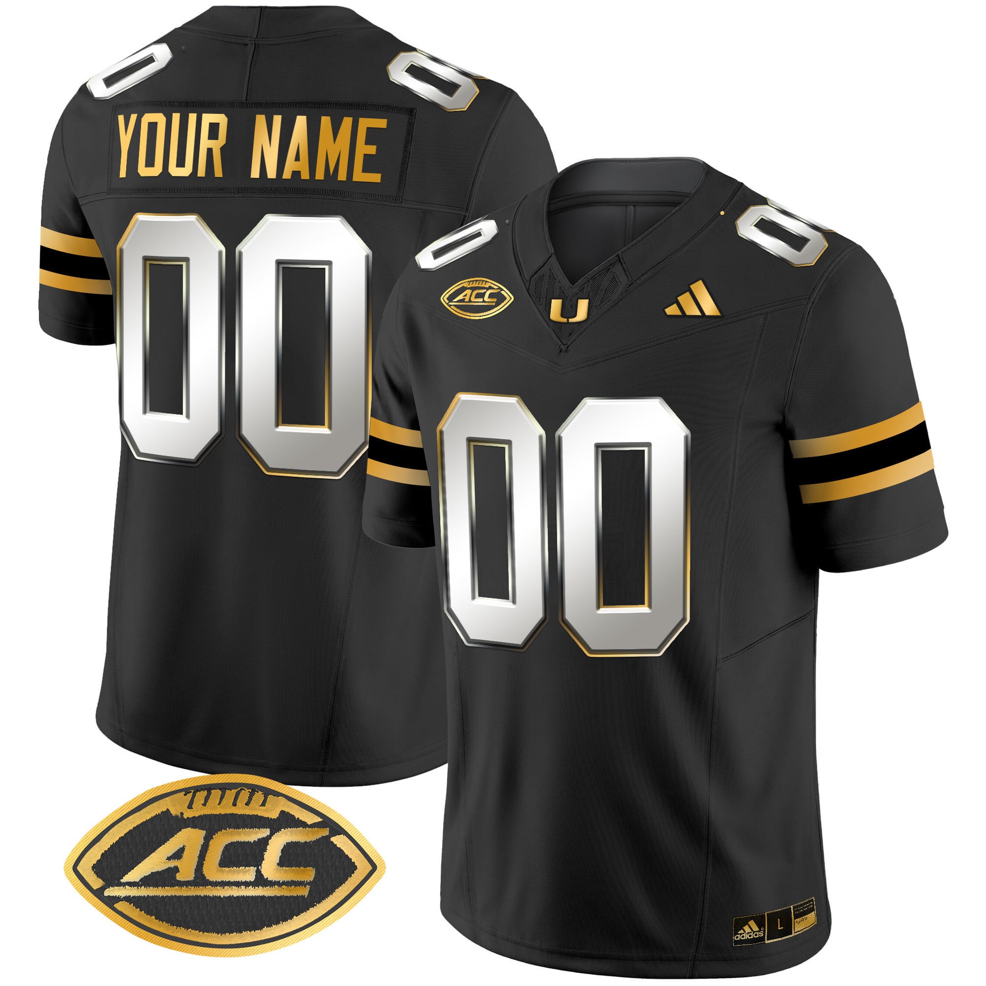 Adidas Black/Gold Jersey - Adidas Black/Gold ACC Football Jersey