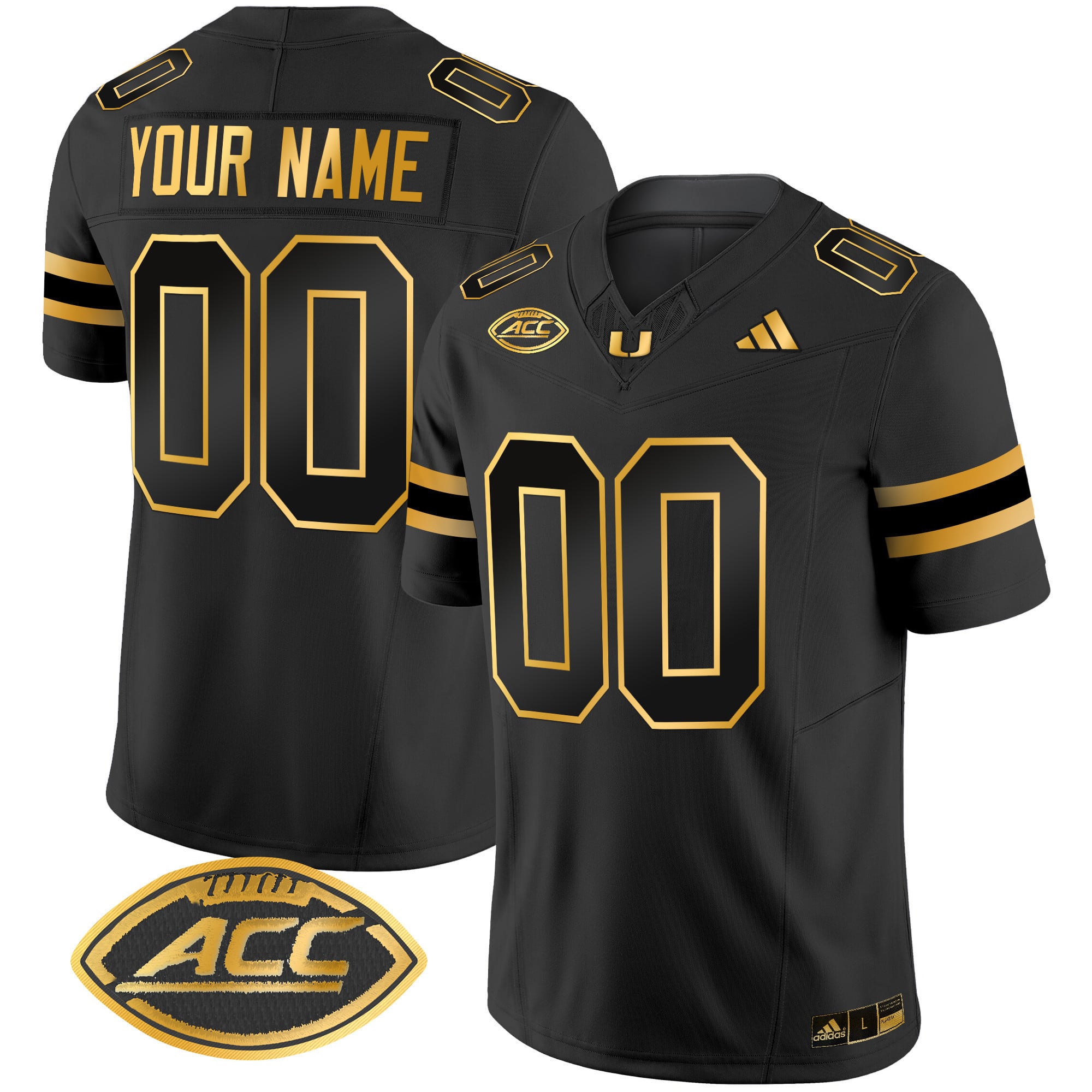 Alternative view of Adidas Black/Gold Jersey - Adidas Black/Gold ACC Football Jersey