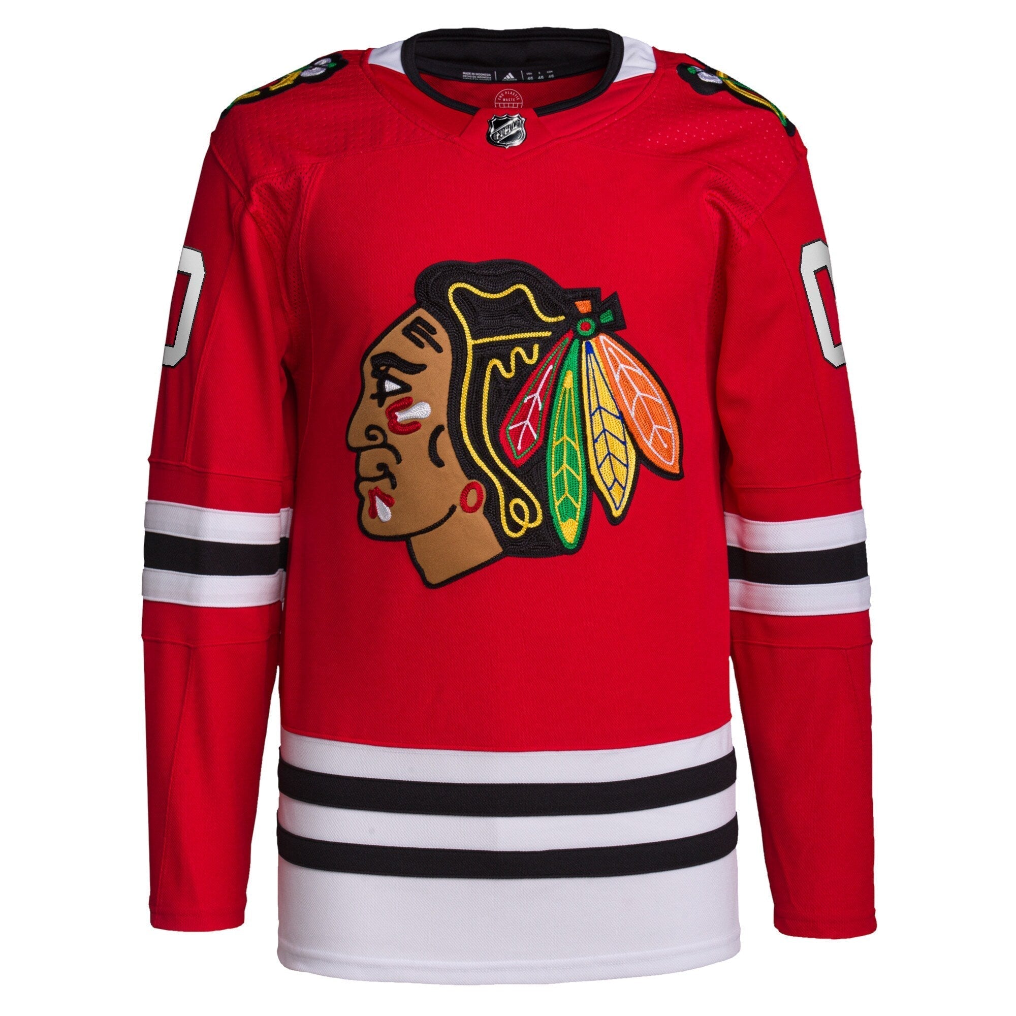Alternative view of Adidas Blackhawks Red Jersey - Adidas Blackhawks Red Authentic Jersey