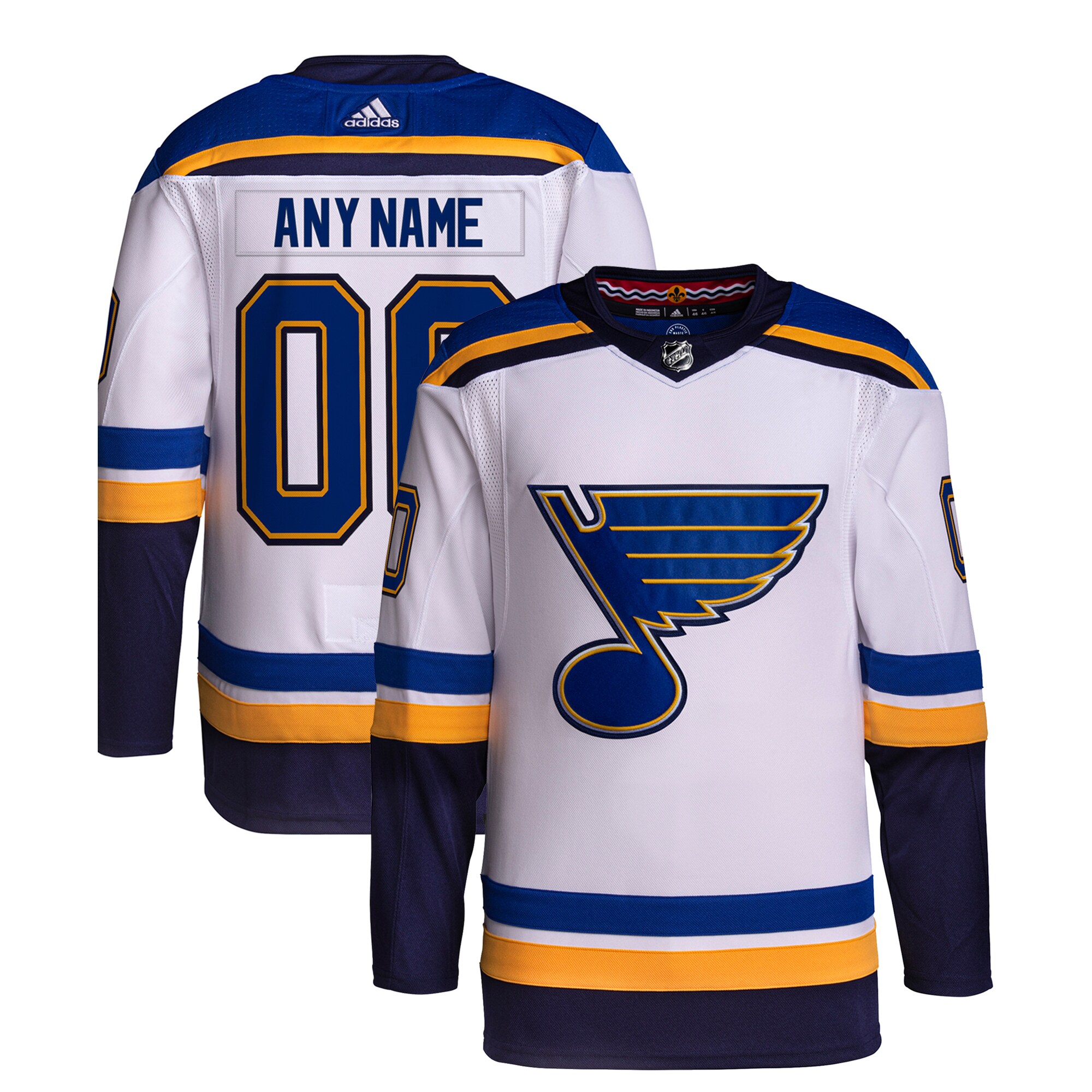 Adidas Blues Away Jersey - Custom White NHL Jersey