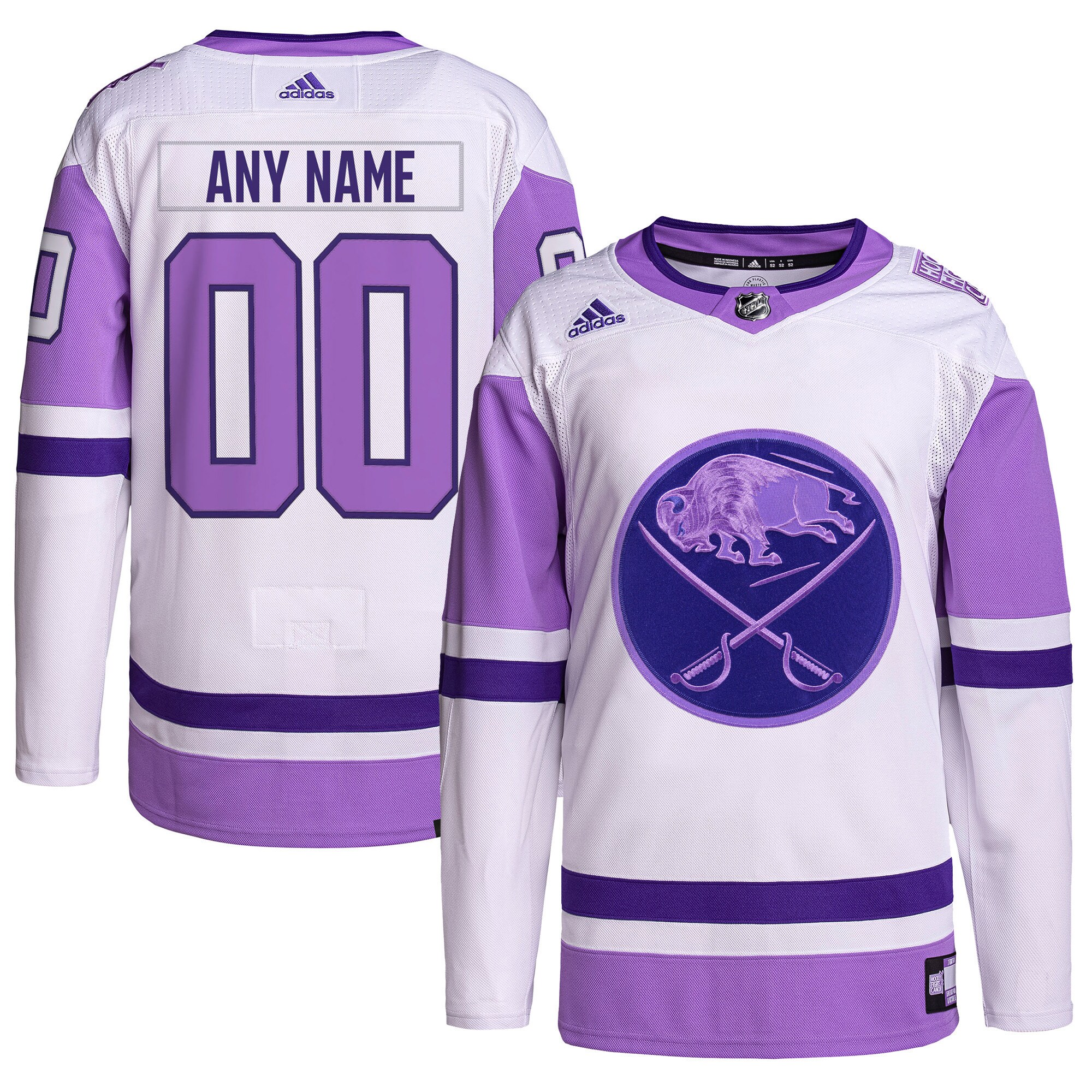 Adidas Buffalo Sabres Jersey - White & Lavender - Custom NHL