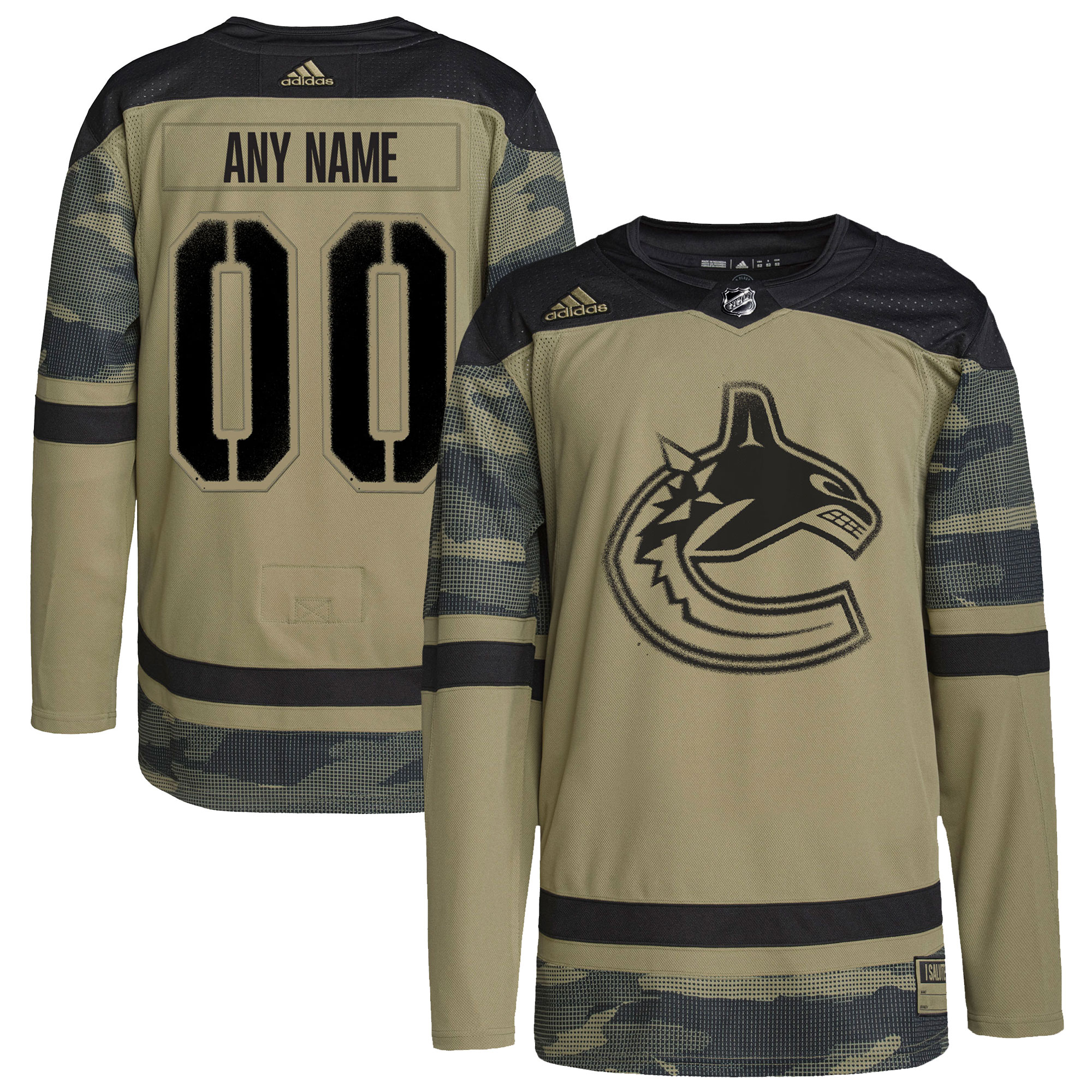 Adidas Canucks Camo Jersey - Salute to Service - Olive