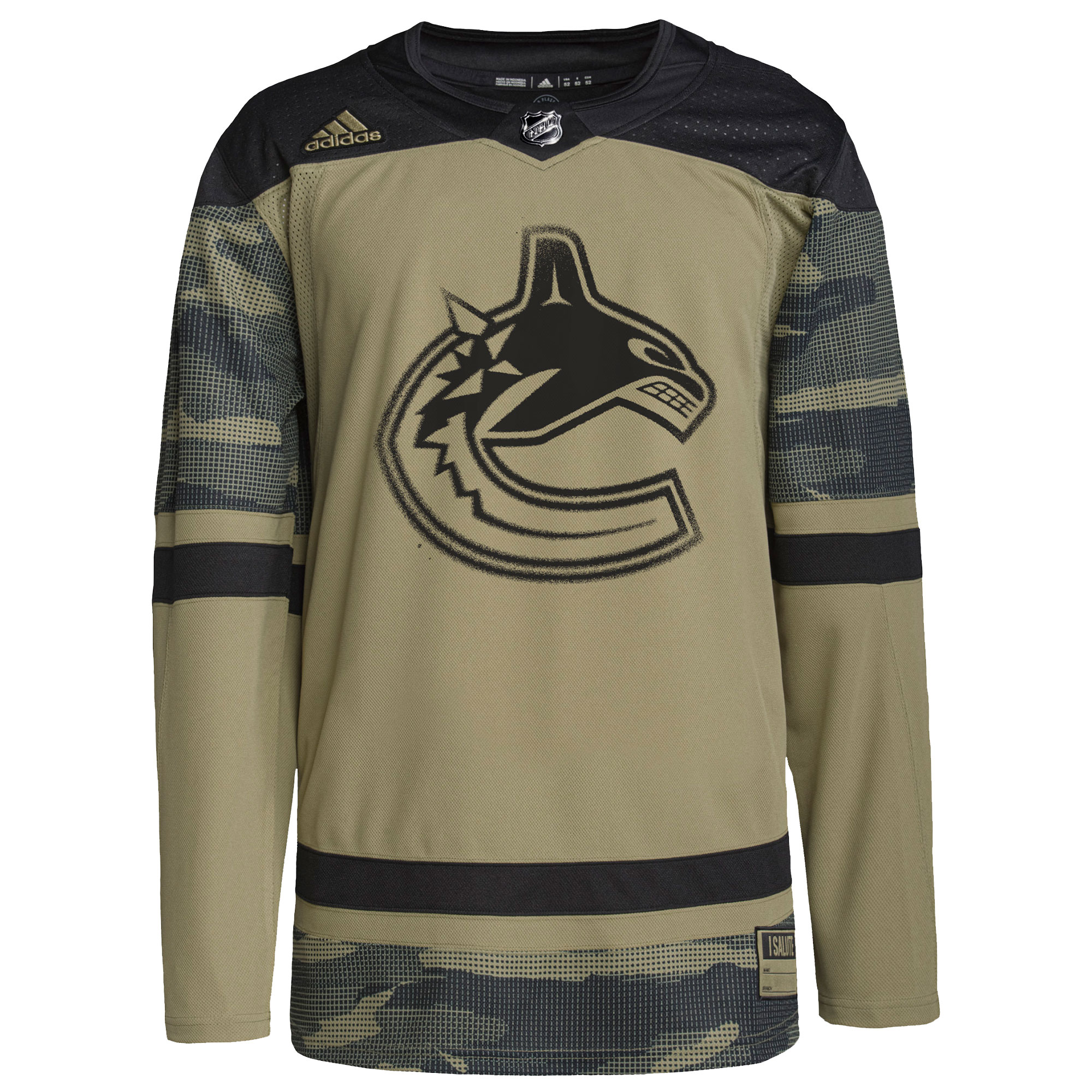 Alternative view of Adidas Canucks Camo Jersey - Salute to Service - Olive