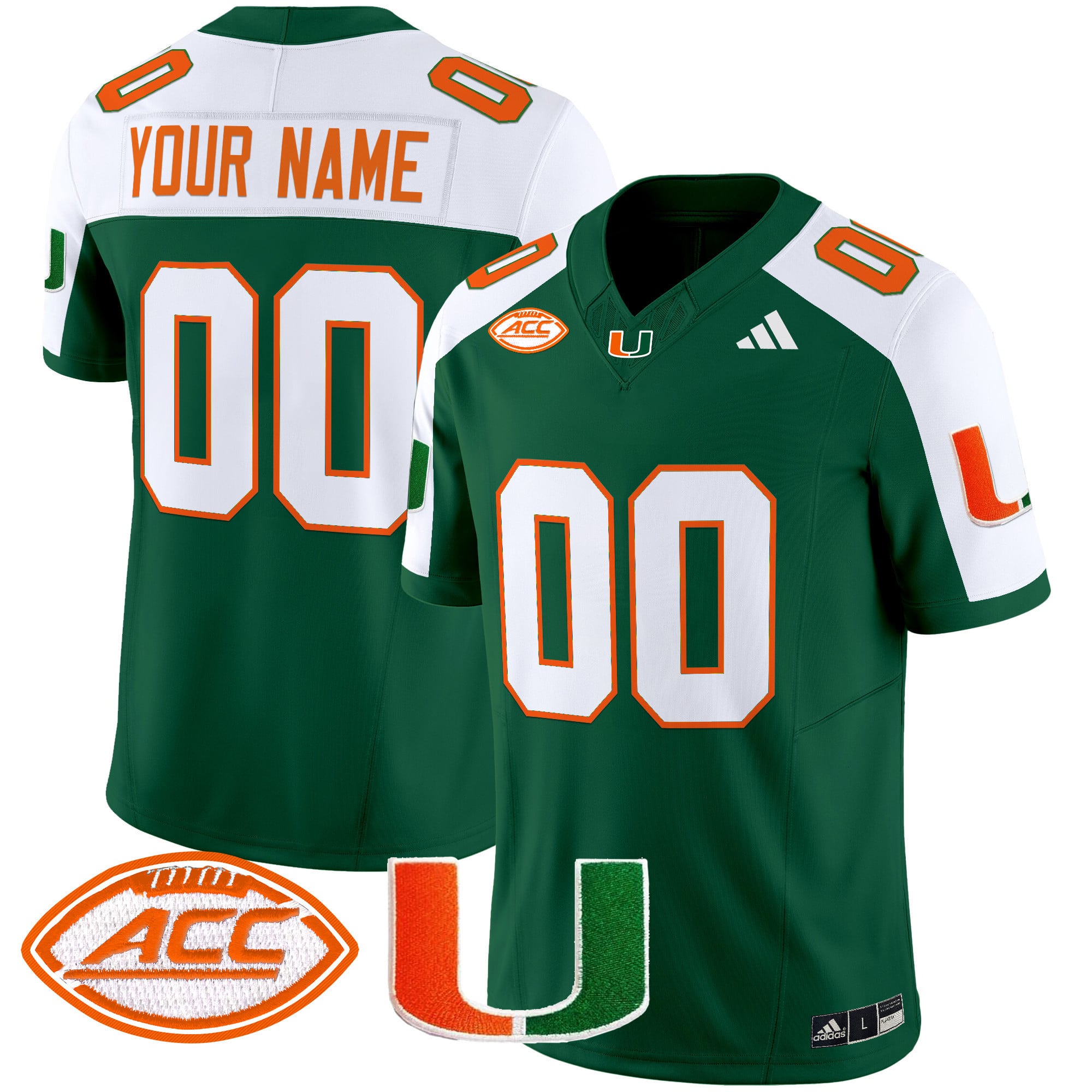 Alternative view of adidas custom Miami Hurricanes Orange Jersey - Adidas Miami Hurricanes