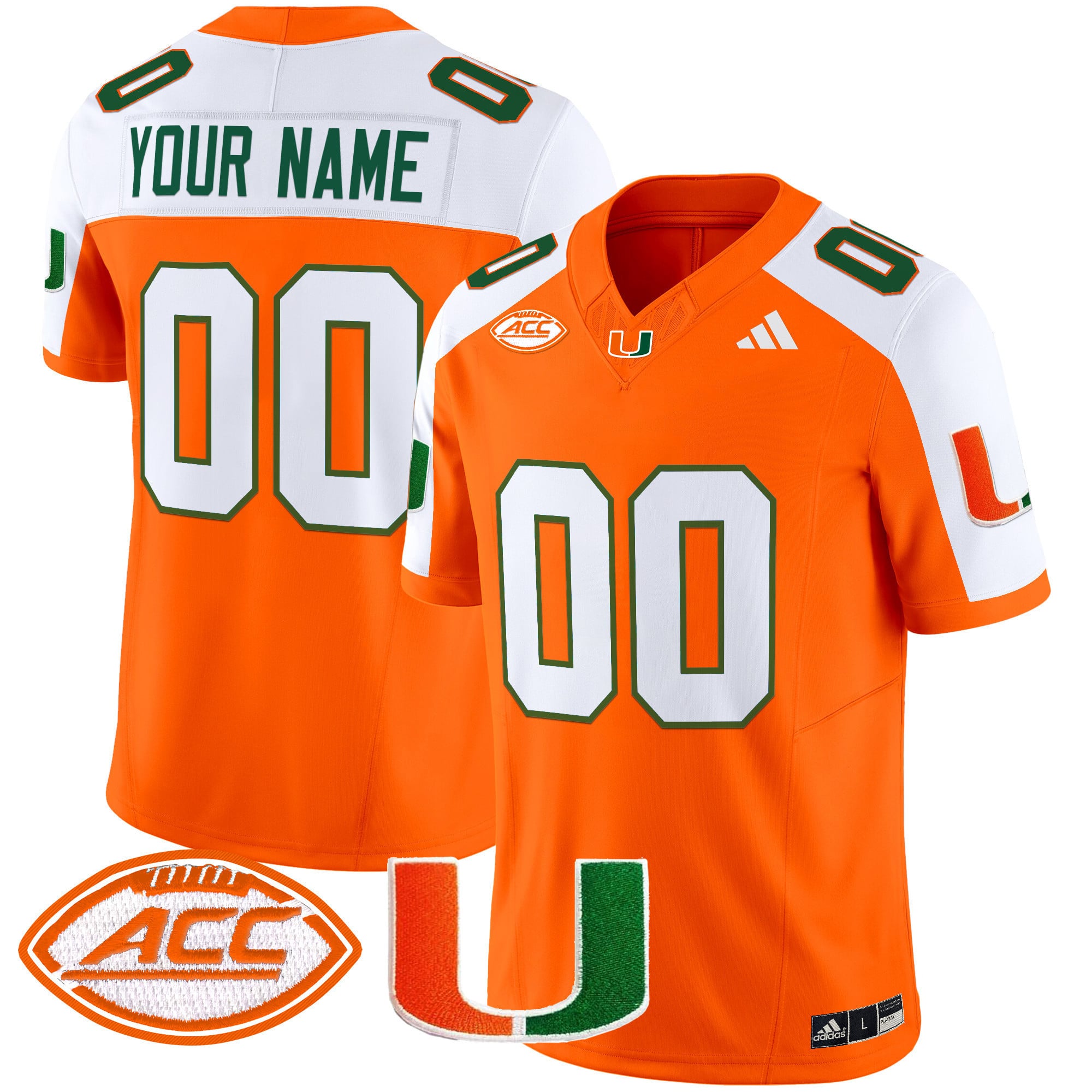 adidas custom Miami Hurricanes Orange Jersey - Adidas Miami Hurricanes