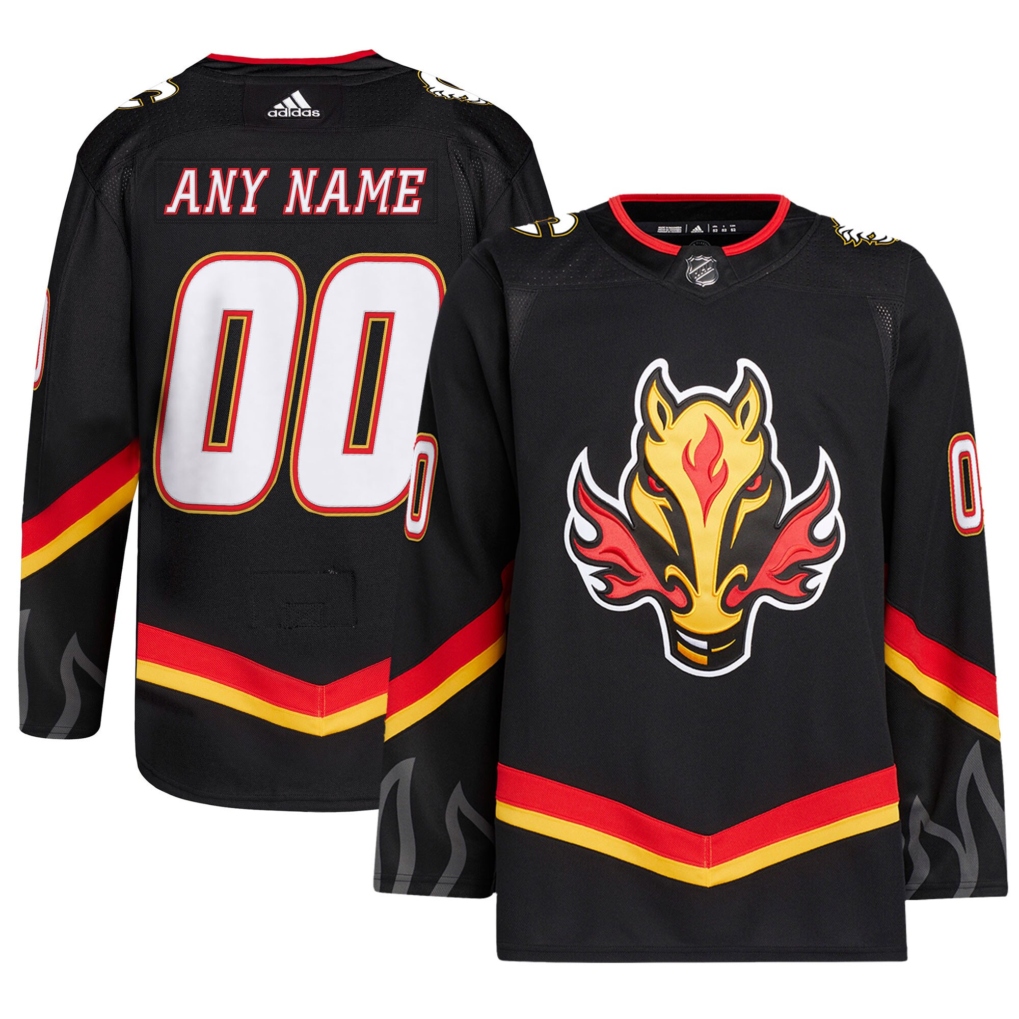 Adidas Flames Custom Black Jersey - NHL Authentic