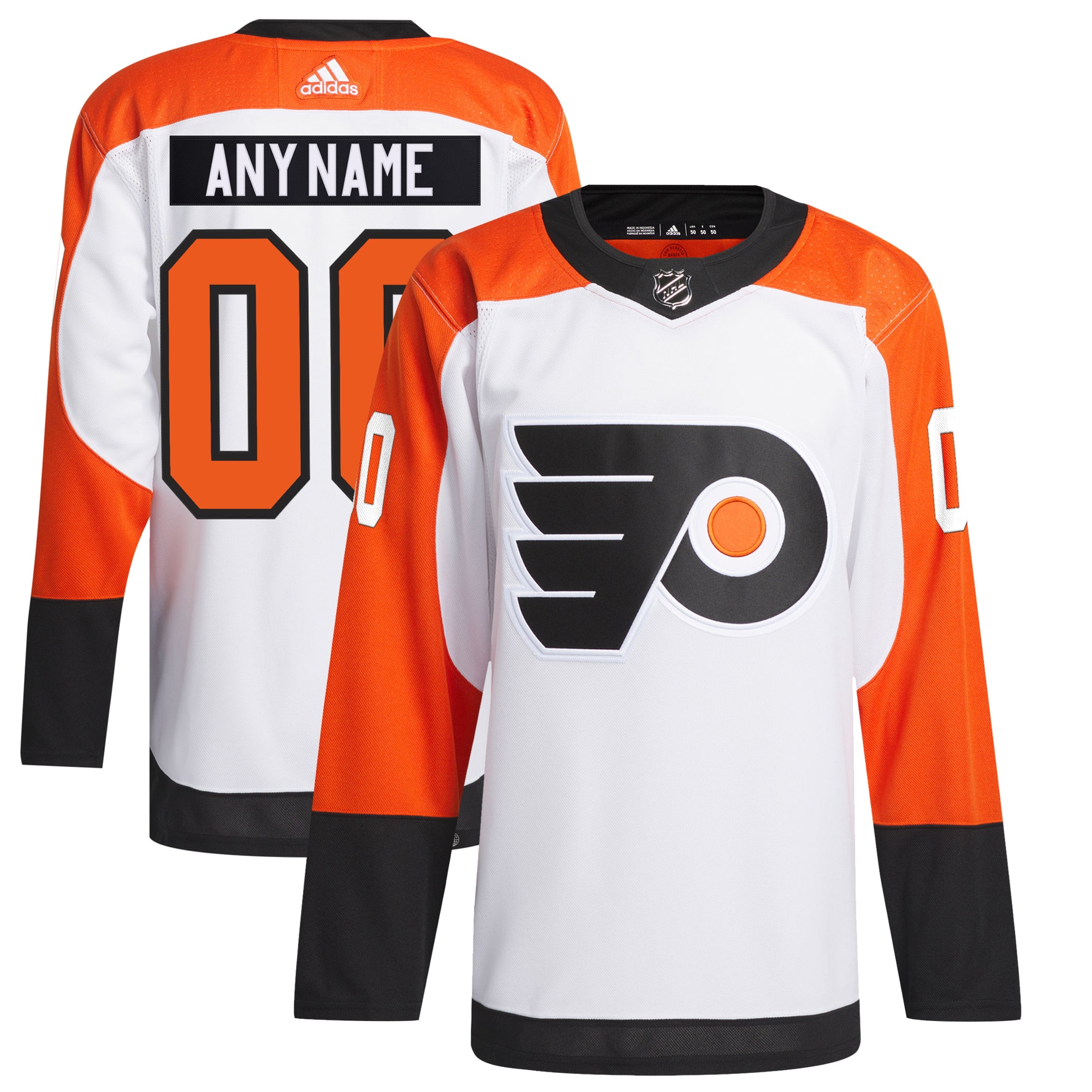 Adidas Flyers Away Jersey - White, Orange NHL Gear