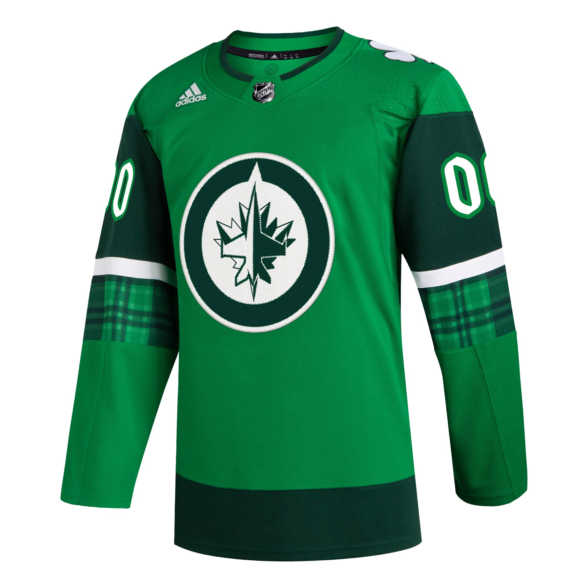 Alternative view of Adidas Jets Green St. Patrick’s Jersey - Custom NHL Gear