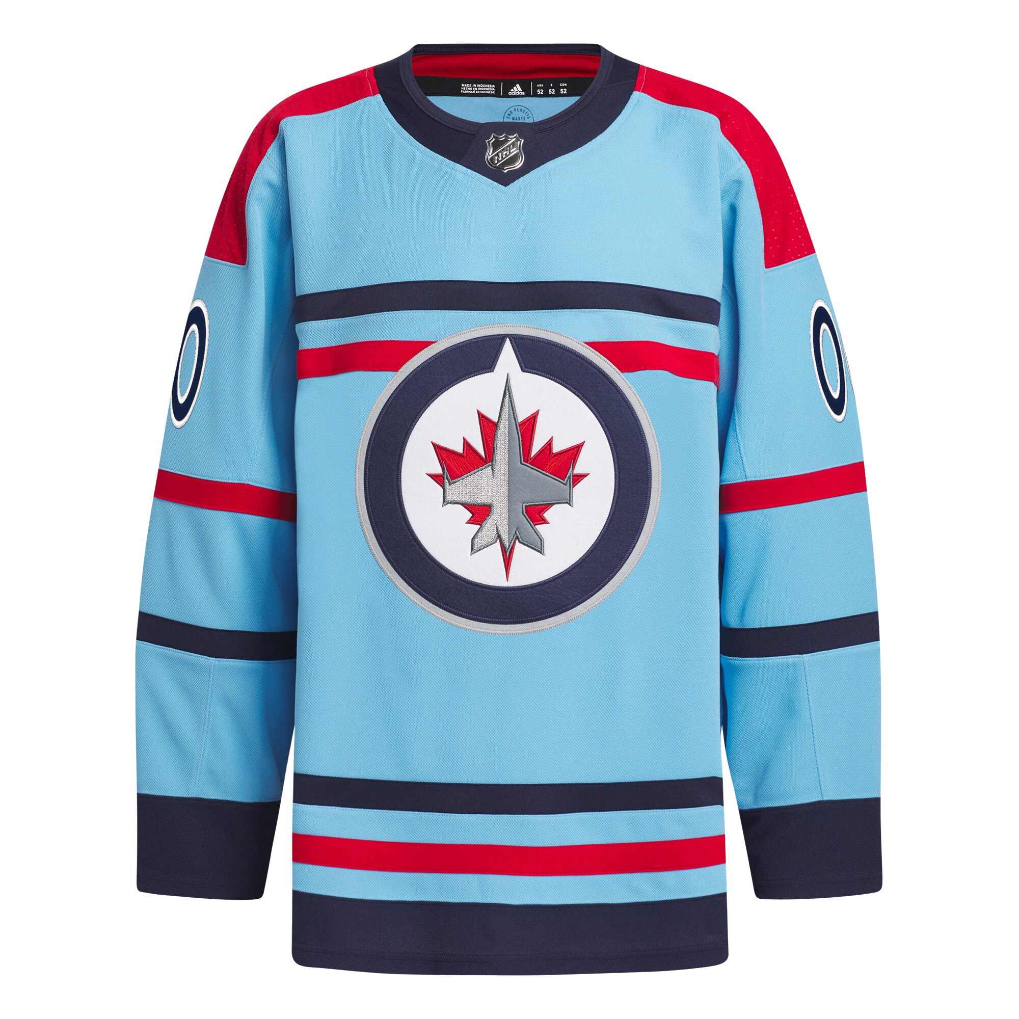 Alternative view of Adidas Jets Light Blue Jersey - Authentic NHL Gear