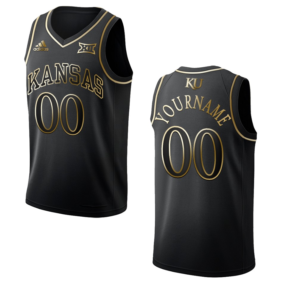 Adidas Kansas Jayhawks Black Jersey - Custom Gold Edition