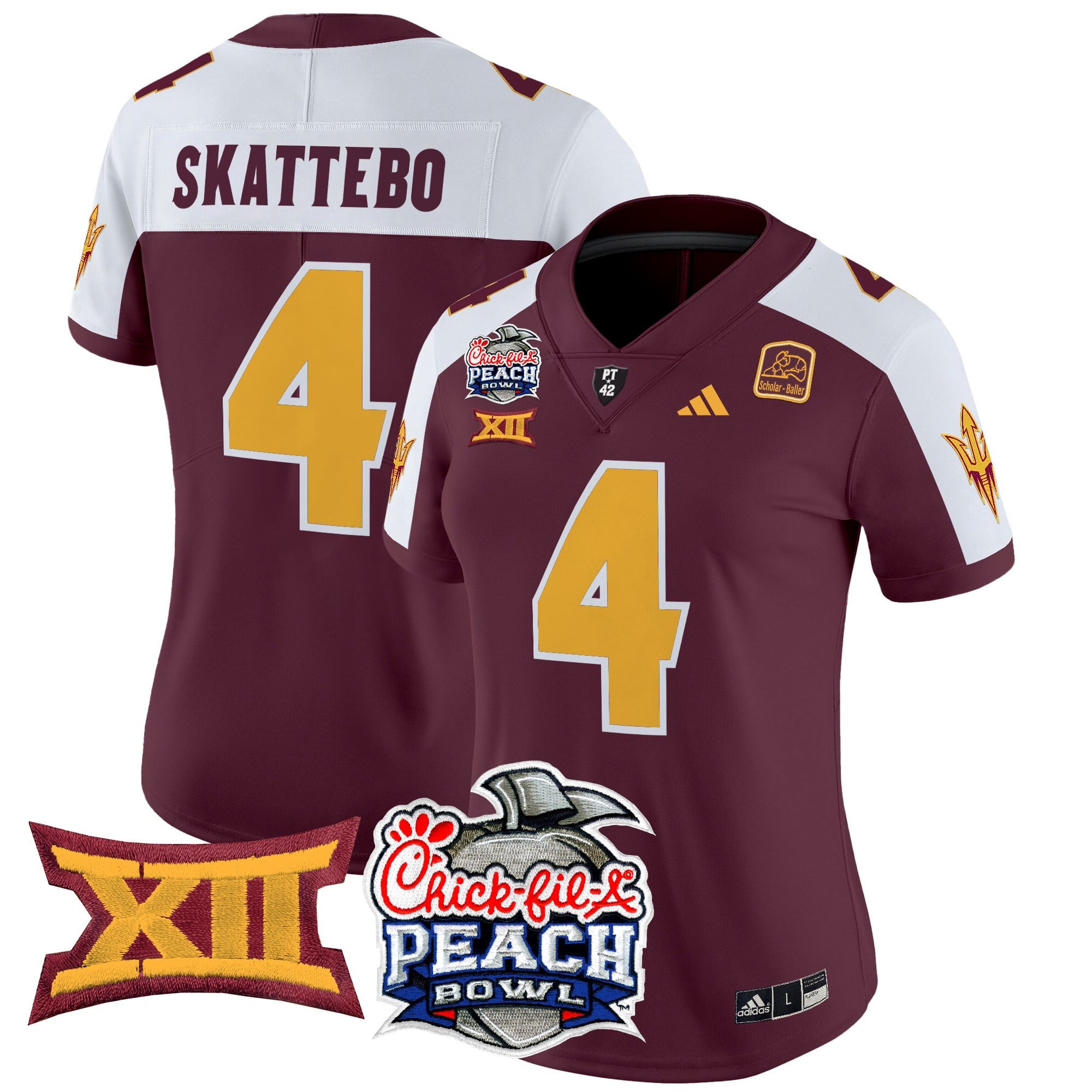Alternative view of Adidas Maroon Arizona State Jersey - Adidas Leavitt #10 Arizona State