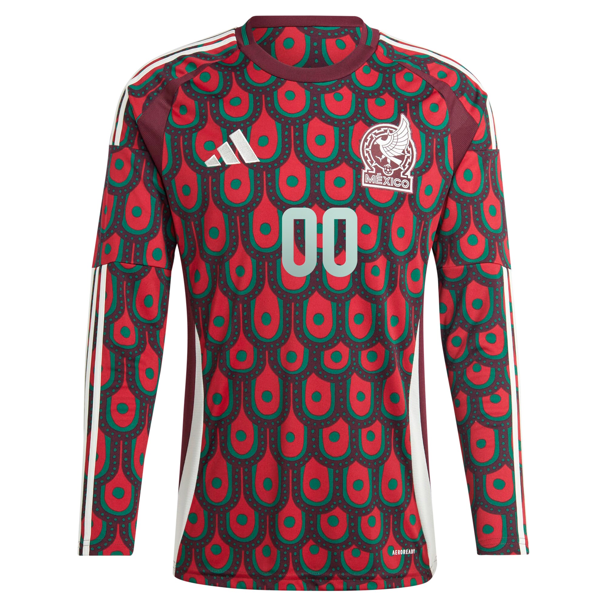 Alternative view of Adidas Mexico Red Jersey Long Sleeve - Adidas Mexico 2024 Red Away