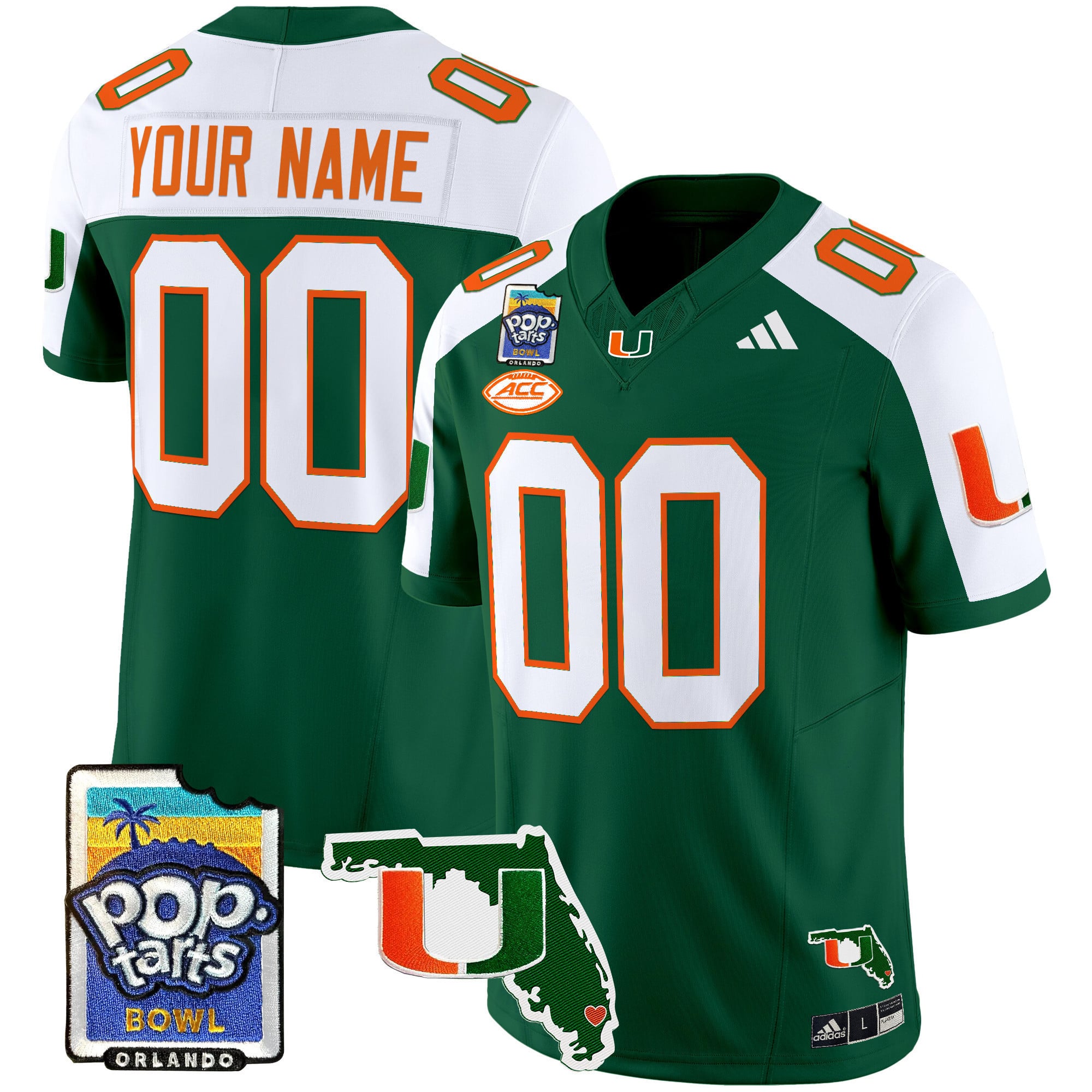 Alternative view of adidas Miami Hurricanes Orange Jersey - Adidas Miami Hurricanes Orange