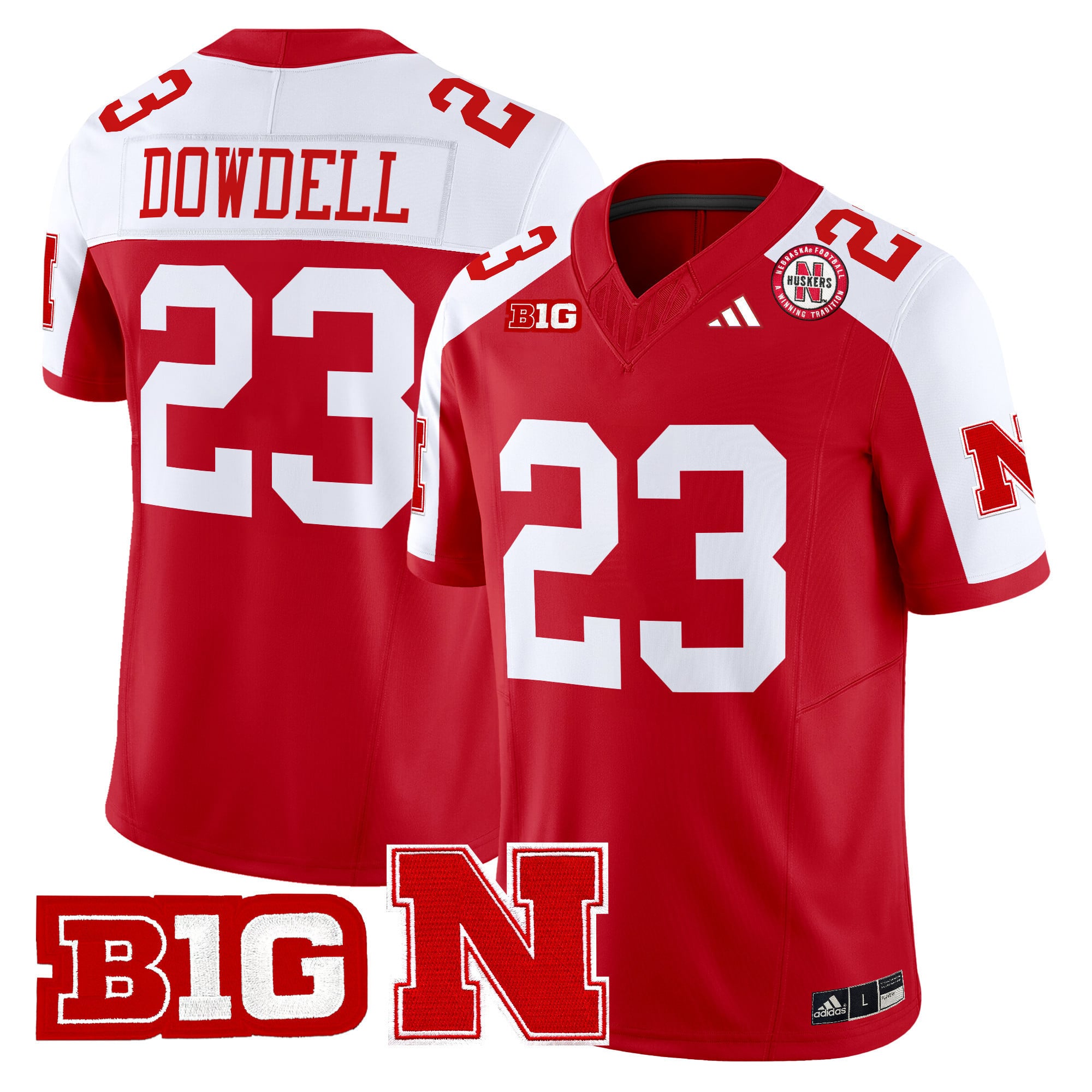 Alternative view of Adidas Nebraska #15 Jersey - Adidas Nebraska Cornhuskers #15 Red