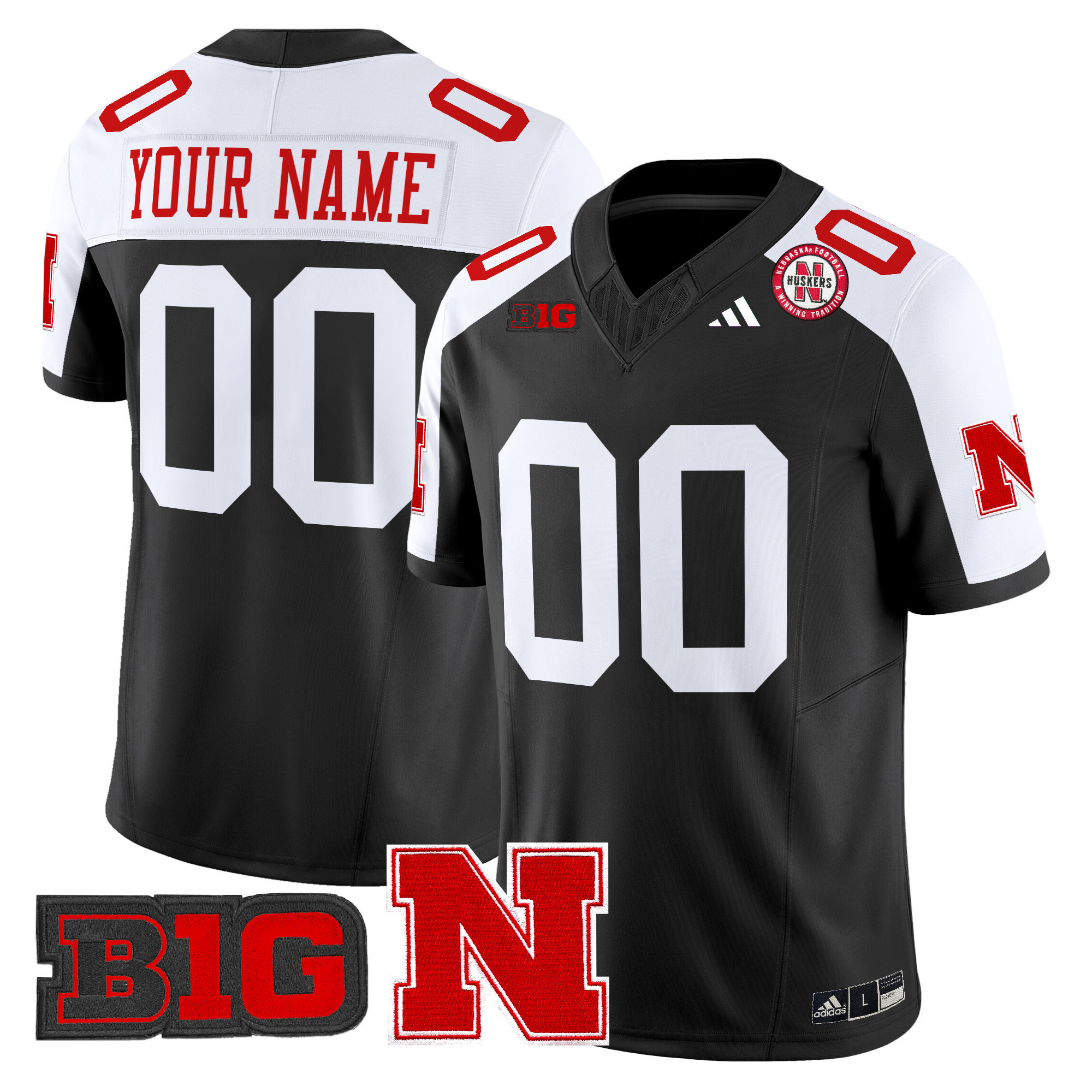 Alternative view of adidas Nebraska Huskers Custom Jersey - Adidas Nebraska Huskers Custom