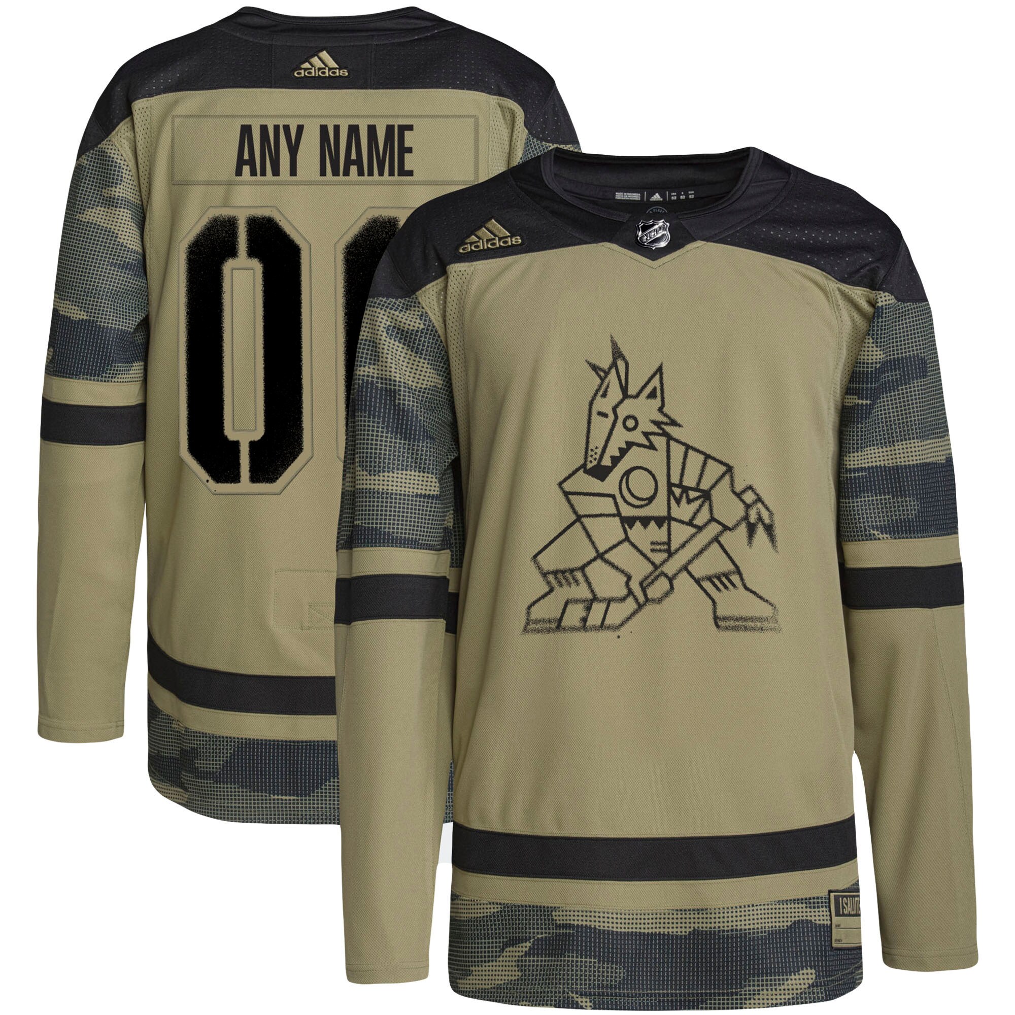 Adidas NHL Coyotes Olive Jersey - Custom Name & Number