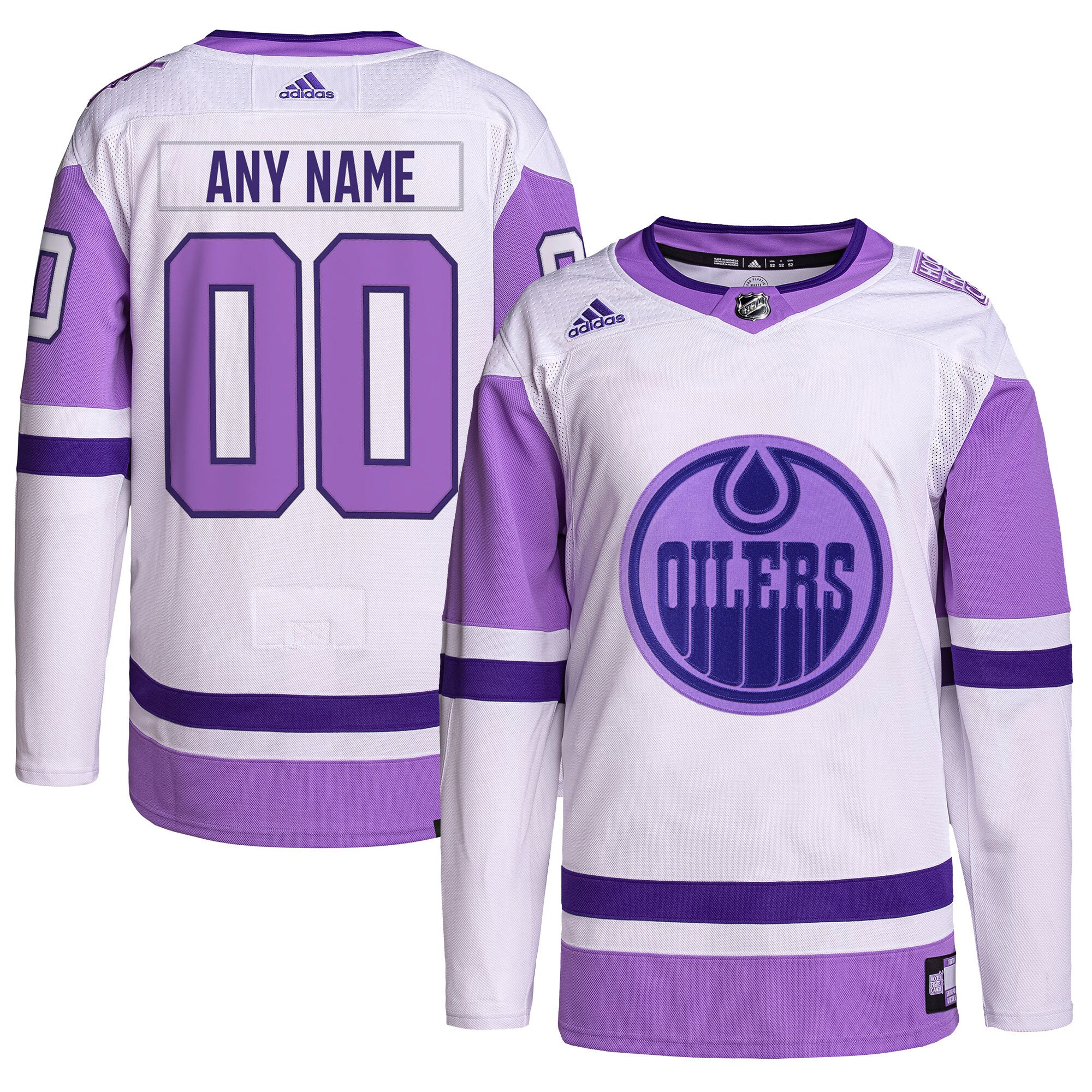 Adidas Oilers Lilac Jersey - Adidas Oilers White/Lilac Jersey