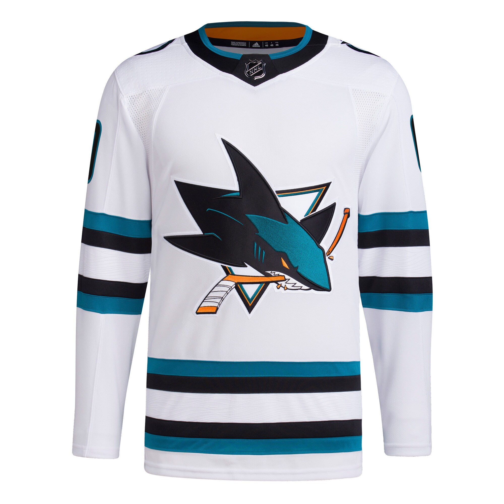 Alternative view of Adidas Sharks White Jersey - Authentic NHL Custom